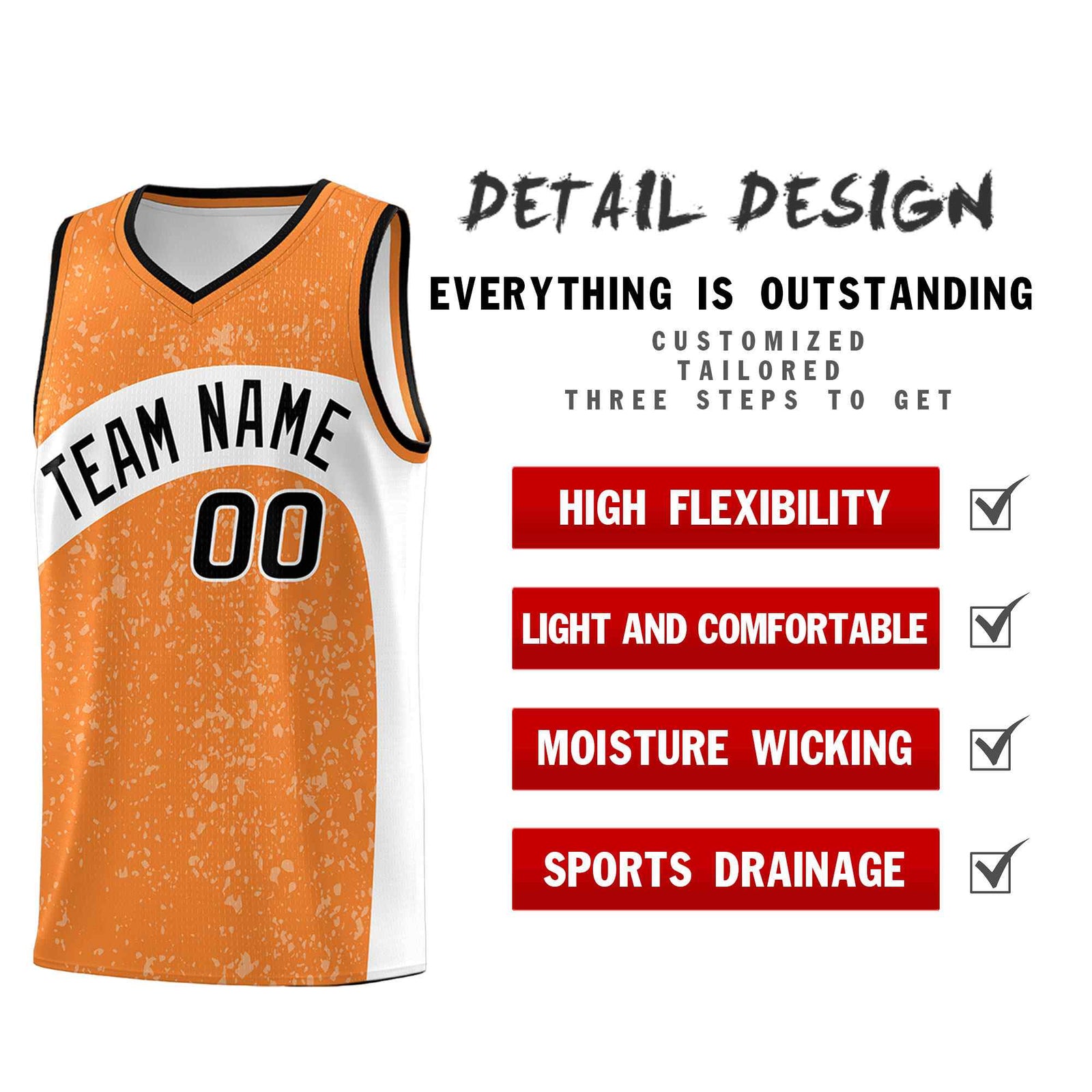Custom Gold Orange White Dot Graffiti Pattern Irregular Team Names Sports Uniform Basketball Jersey