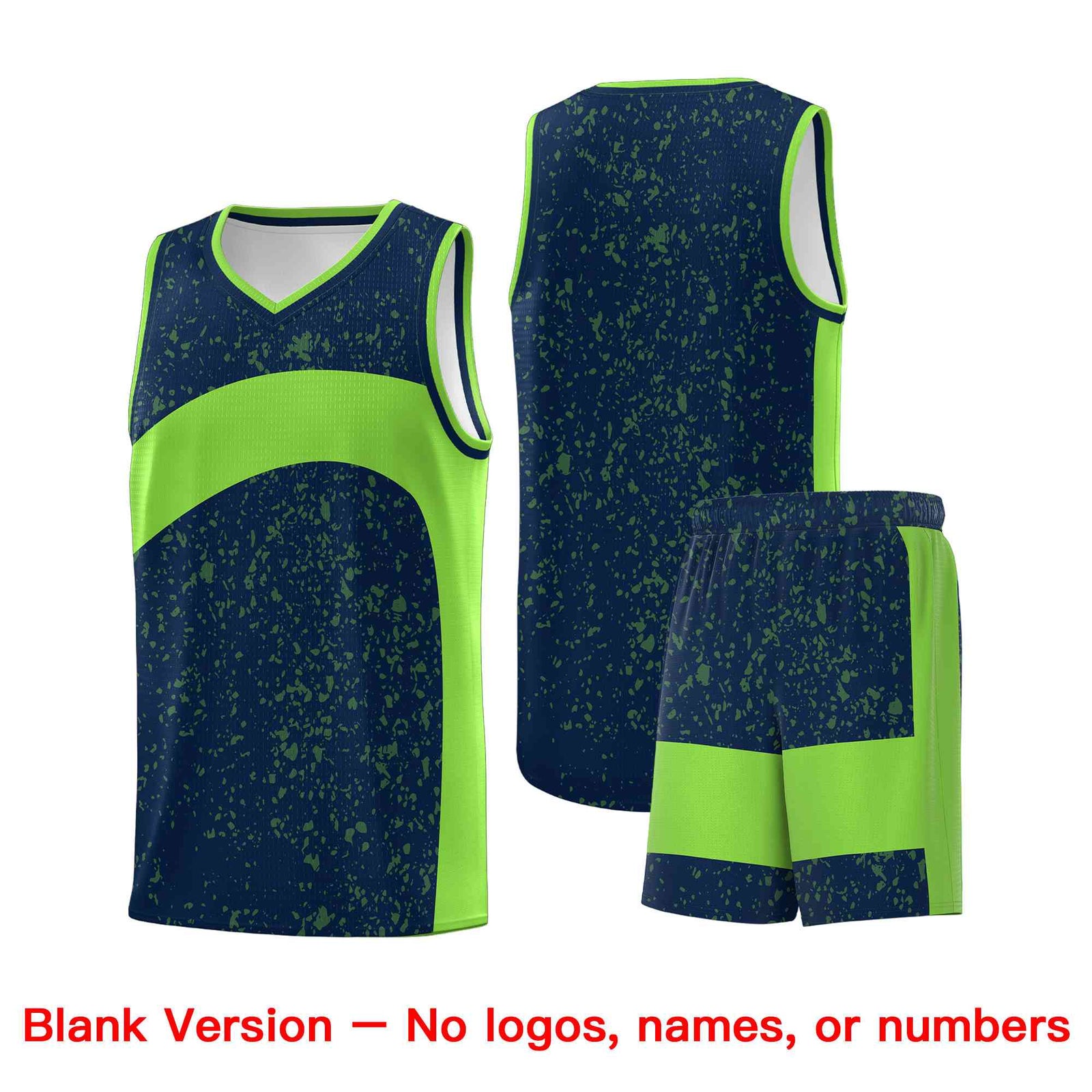 Custom Navy Fluorescent Green Dot Graffiti Pattern Irregular Team Names Sports Uniform Basketball Jersey| KXKSHOP