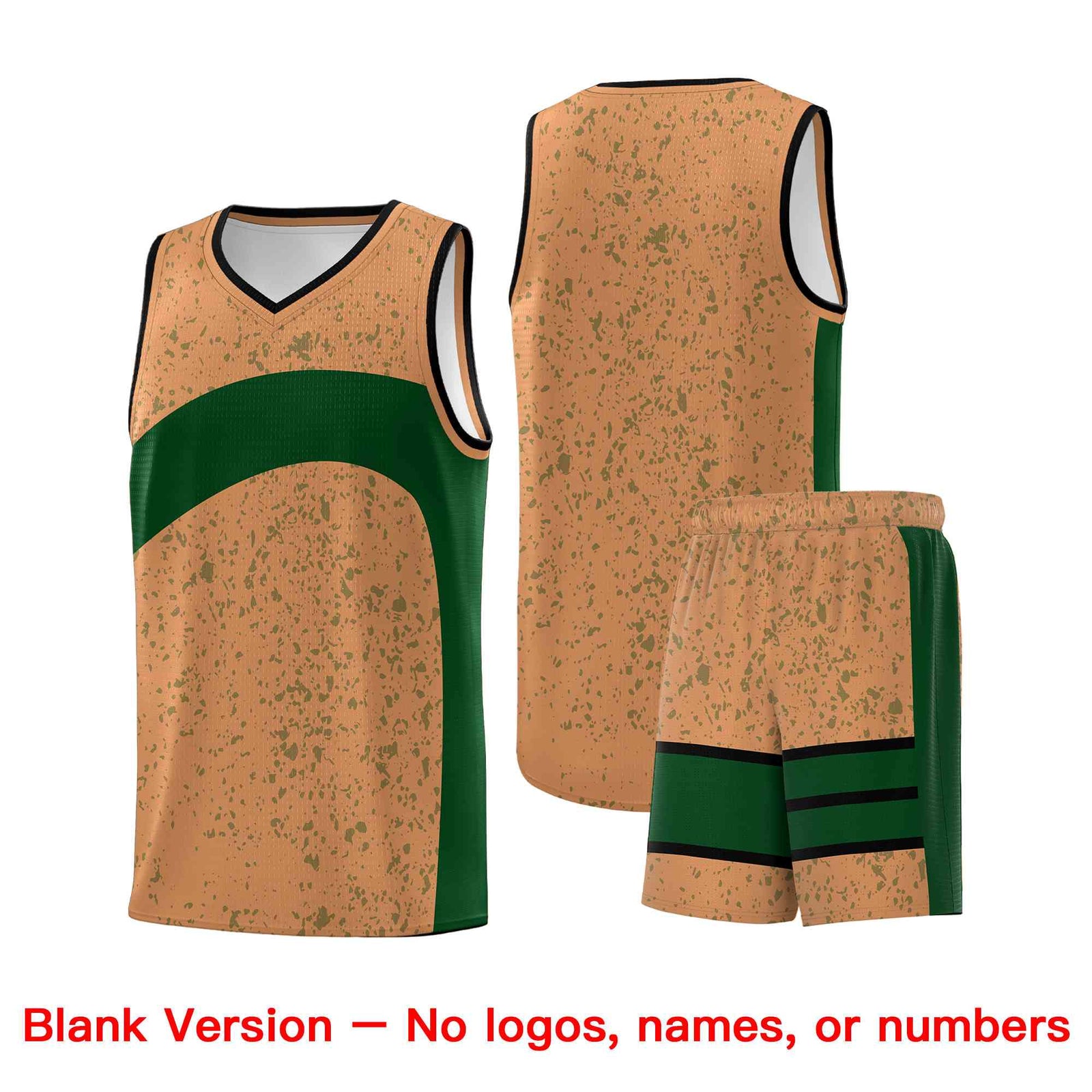 Custom Buckskin Brown Green Dot Graffiti Pattern Irregular Team Names Sports Uniform Basketball Jersey