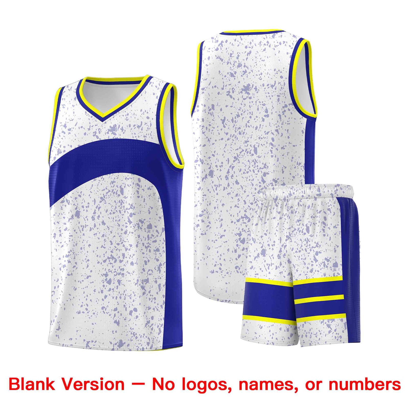 Custom White Royal Dot Graffiti Pattern Irregular Team Names Sports Uniform Basketball Jersey| KXKSHOP