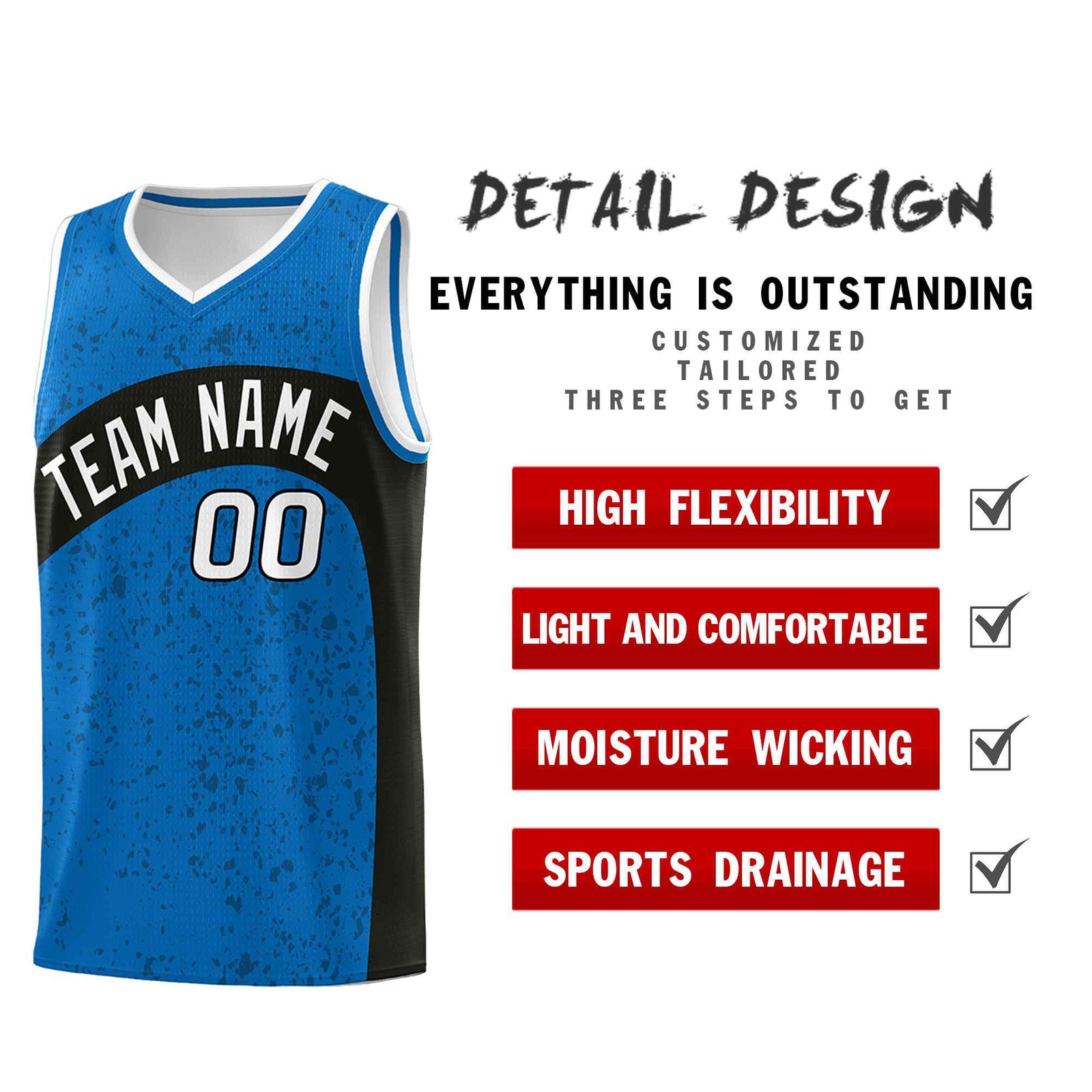 Custom Royal Black Dot Graffiti Pattern Irregular Team Names Sports Uniform Basketball Jersey