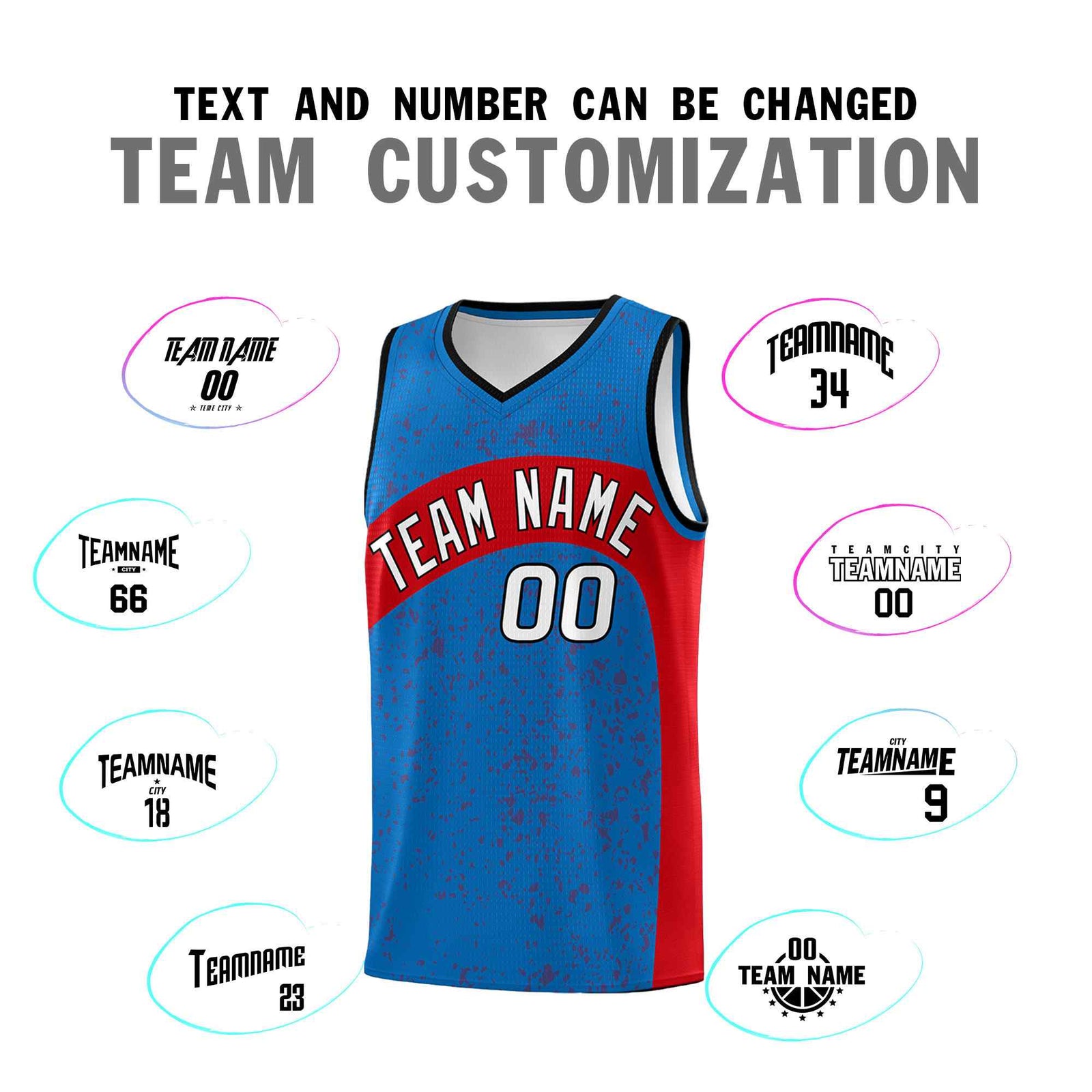 Custom Royal Red Dot Graffiti Pattern Irregular Team Names Sports Uniform Basketball Jersey