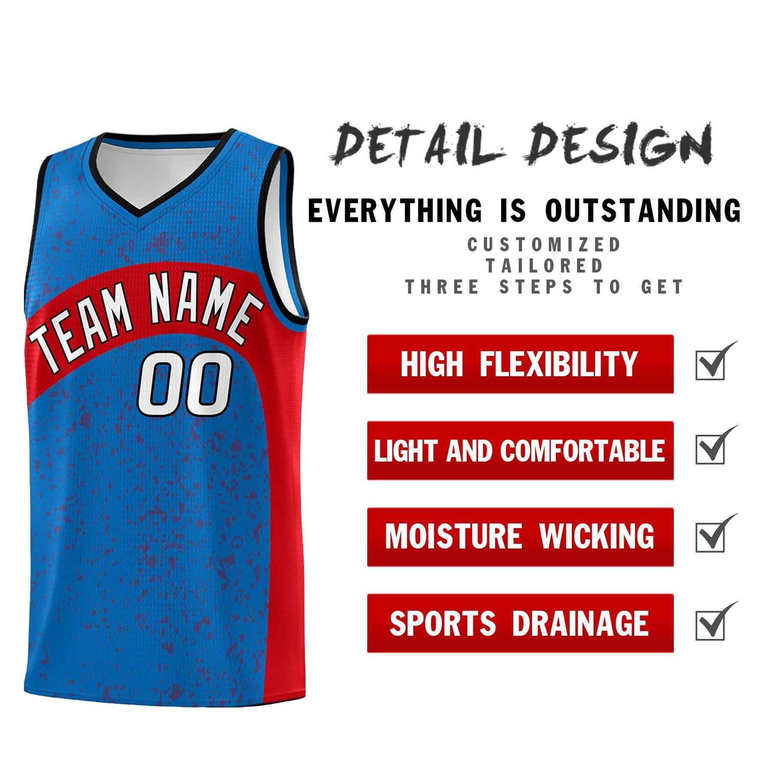 Custom Royal Red Dot Graffiti Pattern Irregular Team Names Sports Uniform Basketball Jersey