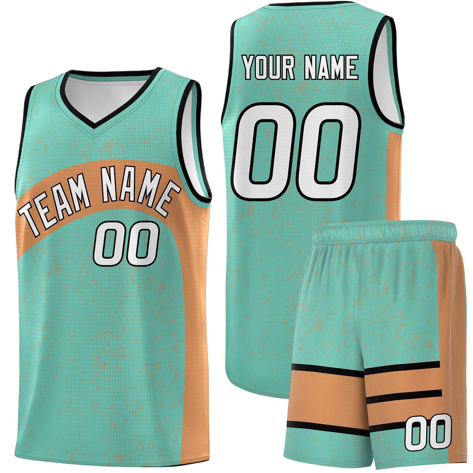 Custom Bright Green Buckskin Brown Dot Graffiti Pattern Irregular Team Names Sports Uniform Basketball Jersey| KXKSHOP