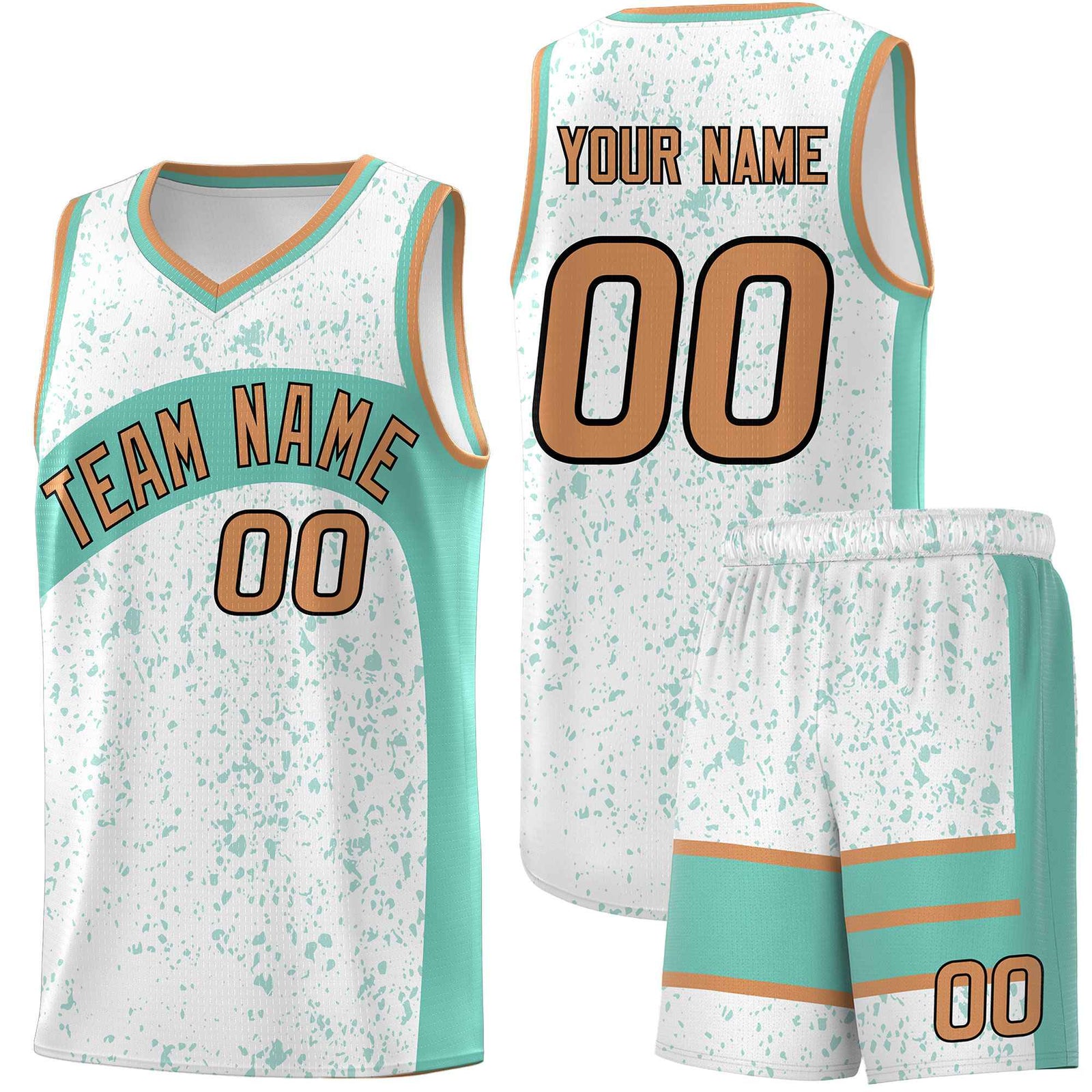 Custom White Bright Green Dot Graffiti Pattern Irregular Team Names Sports Uniform Basketball Jersey| KXKSHOP