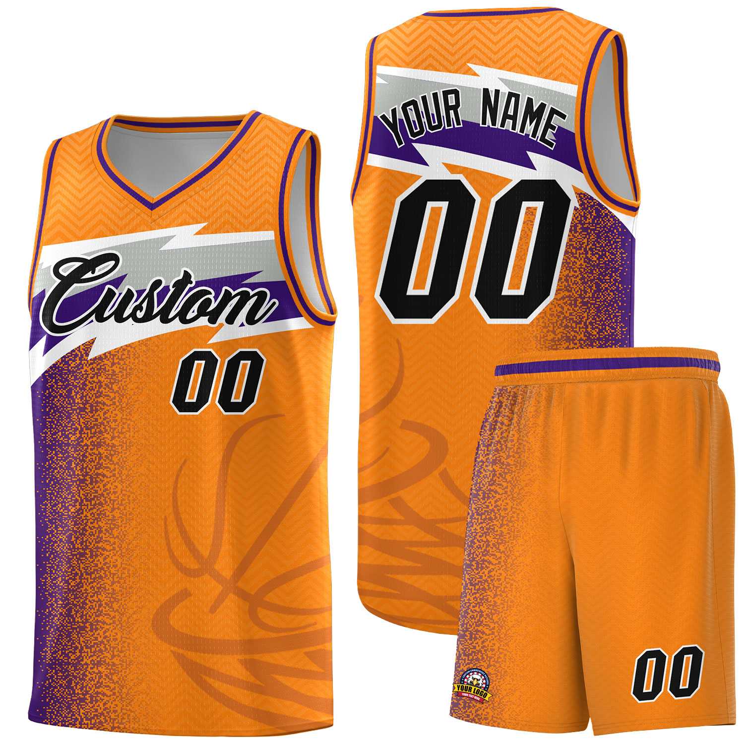 Custom Broncos Orange Dot Scatter Graffiti Pattern Sports Uniform Basketball Jersey