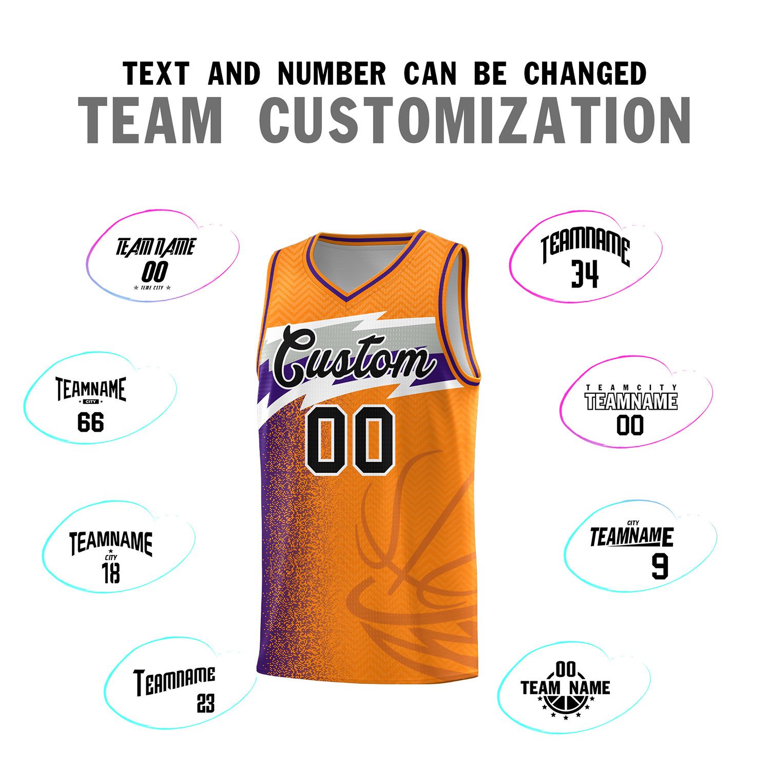 Custom Broncos Orange Dot Scatter Graffiti Pattern Sports Uniform Basketball Jersey