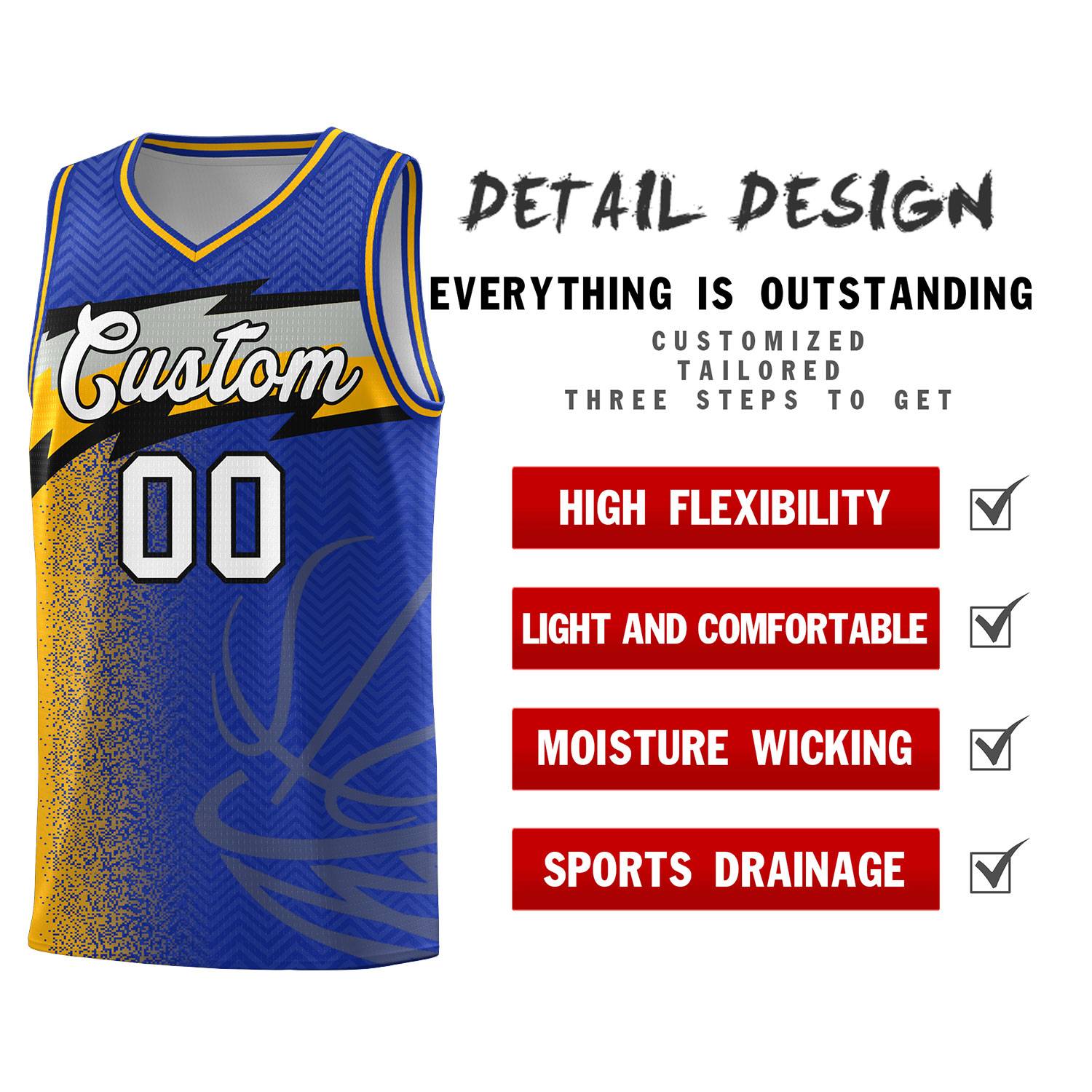Custom Royal Dot Scatter Graffiti Pattern Sports Uniform Basketball Jersey