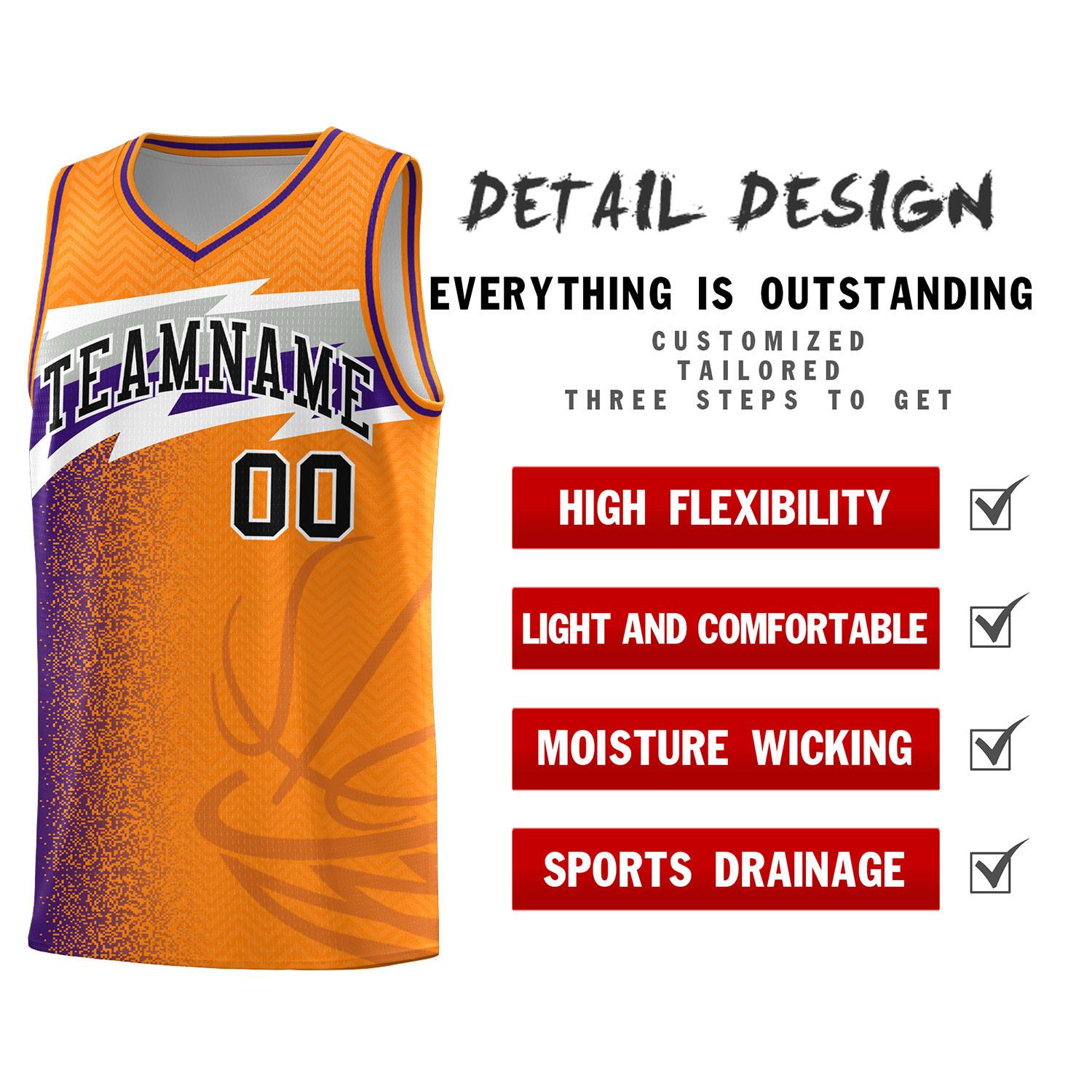 Custom Broncos Orange Dot Scatter Graffiti Pattern Sports Uniform Basketball Jersey