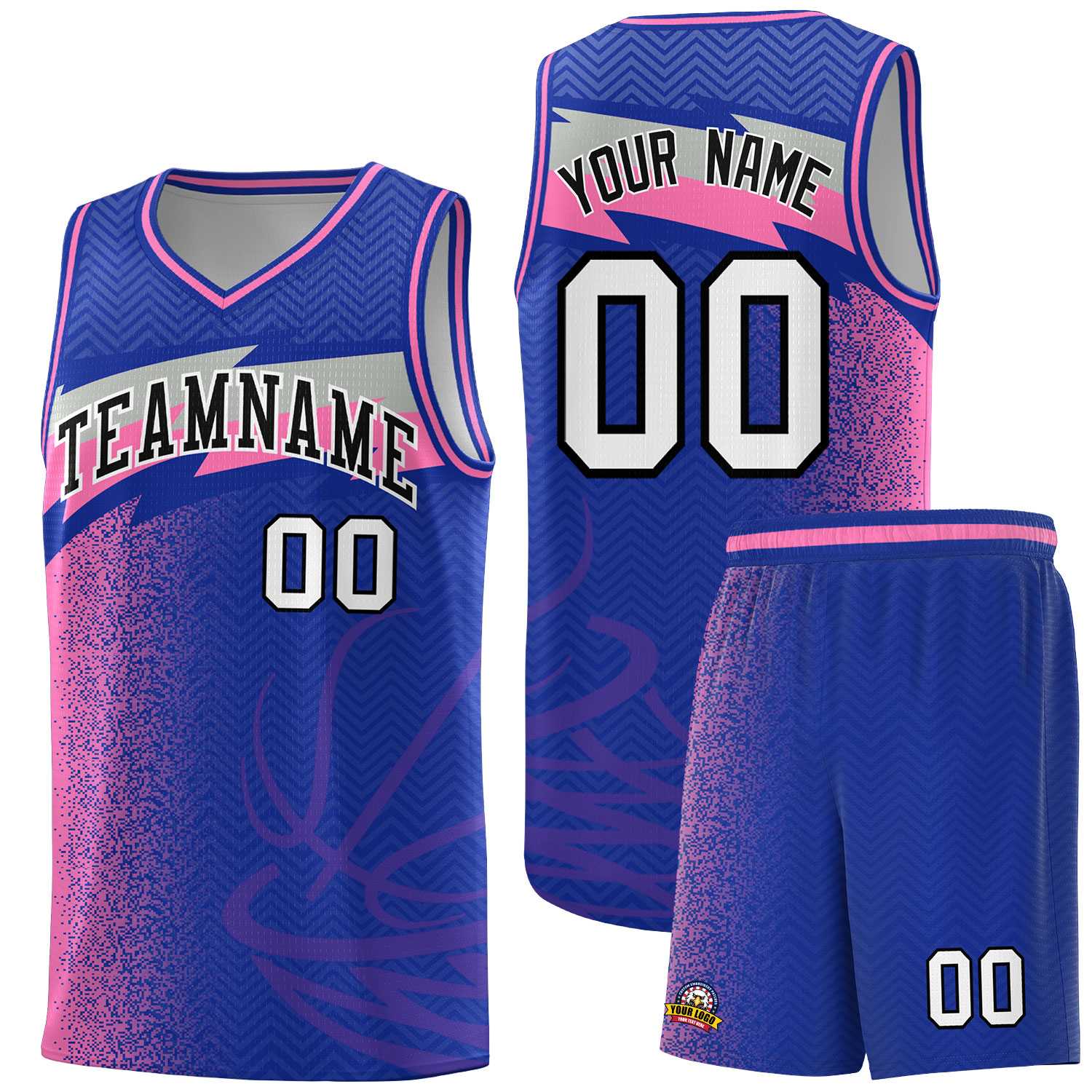 Custom Royal Dot Scatter Graffiti Pattern Sports Uniform Basketball Jersey