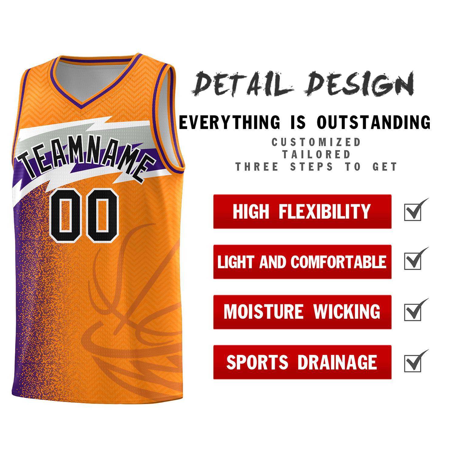 Custom Broncos Orange Dot Scatter Graffiti Pattern Sports Uniform Basketball Jersey