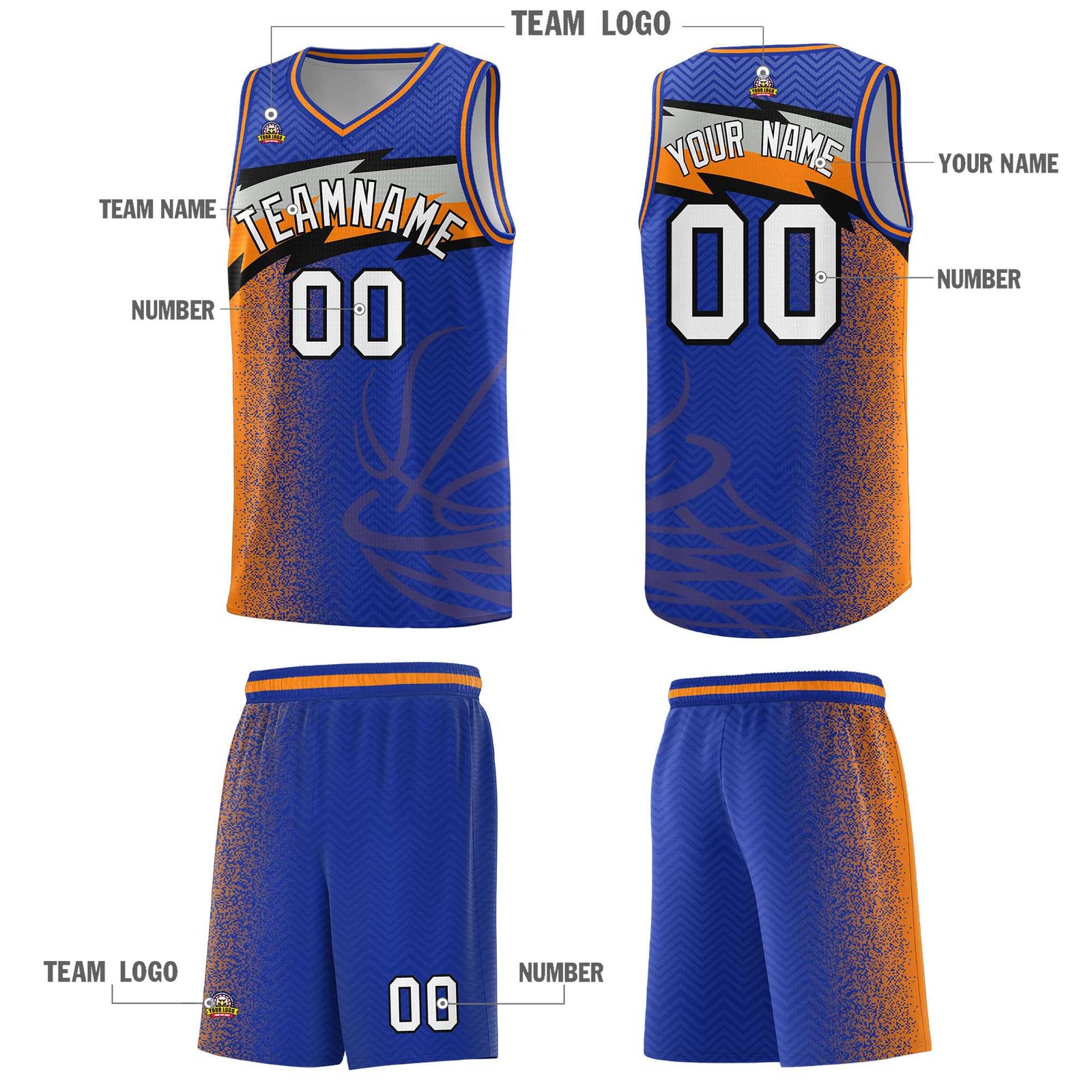 Custom Royal Dot Scatter Graffiti Pattern Sports Uniform Basketball Jersey
