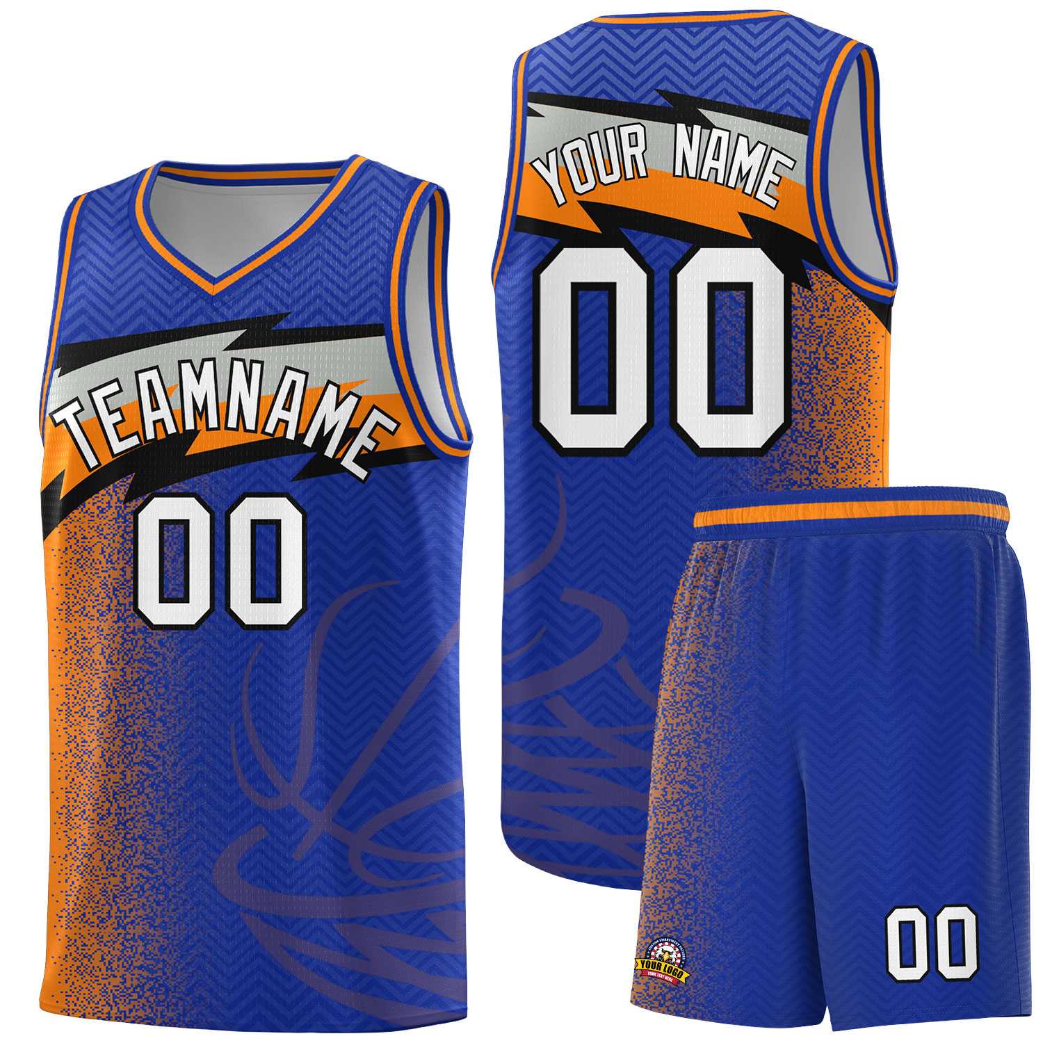Custom Royal Dot Scatter Graffiti Pattern Sports Uniform Basketball Jersey
