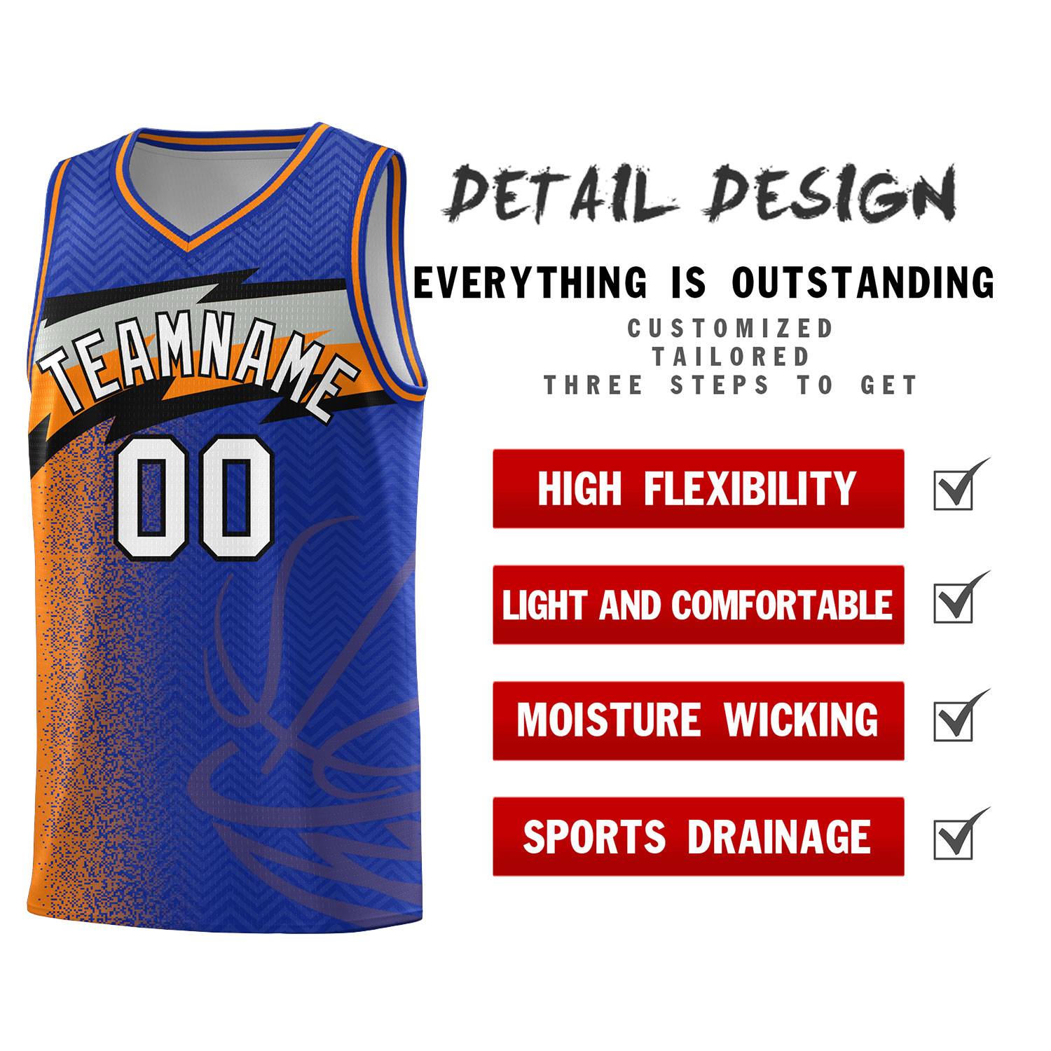 Custom Royal Dot Scatter Graffiti Pattern Sports Uniform Basketball Jersey