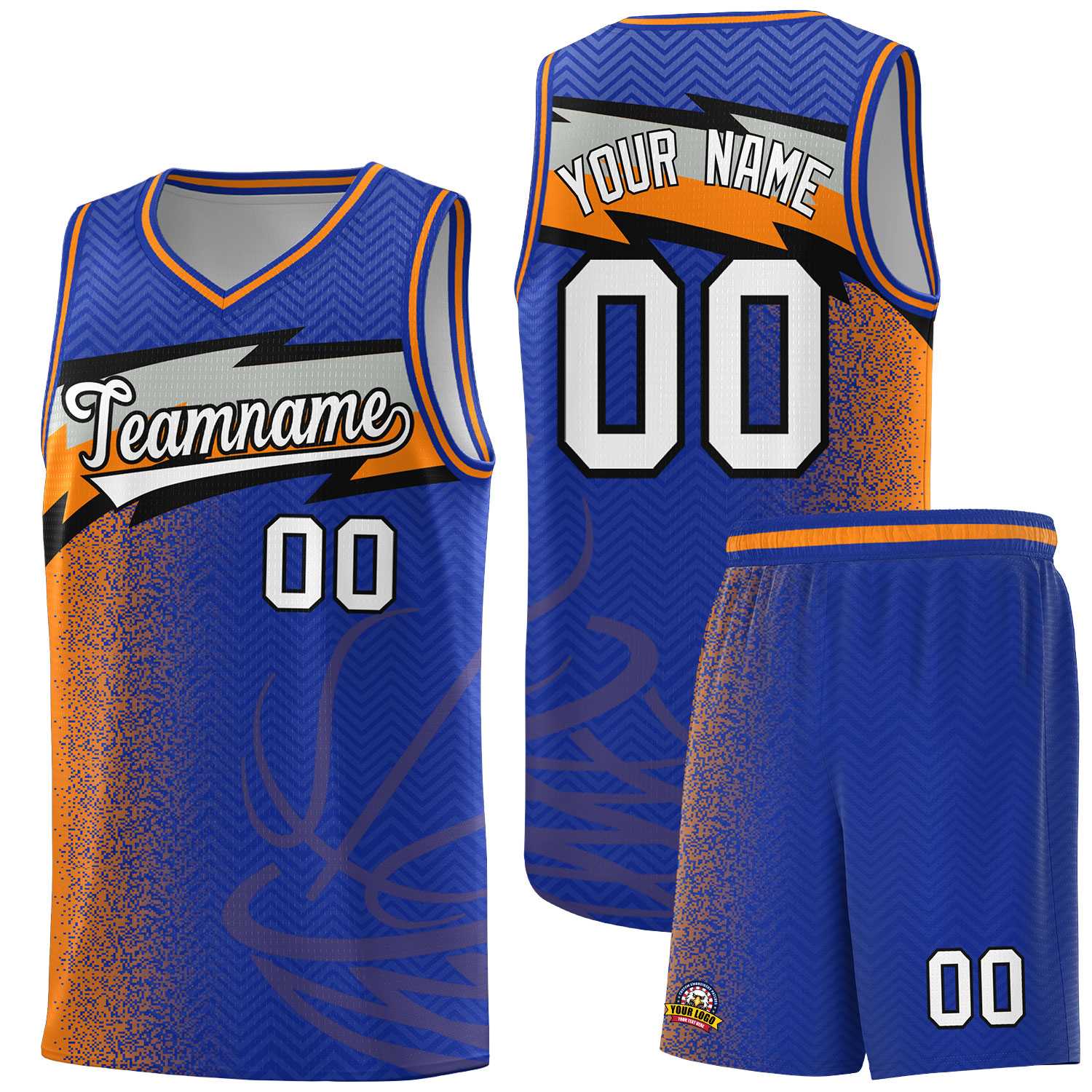 Custom Royal Dot Scatter Graffiti Pattern Sports Uniform Basketball Jersey