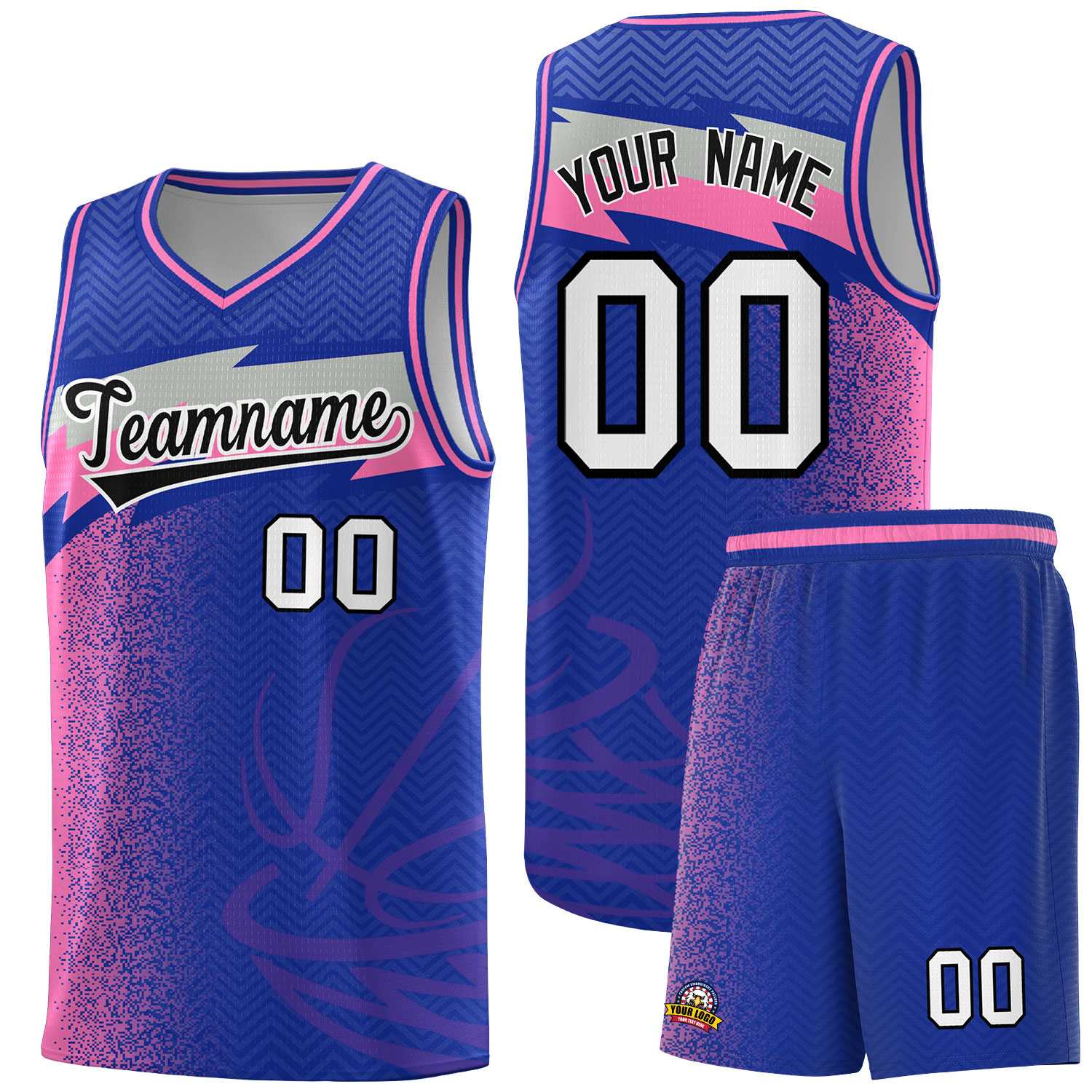 Custom Royal Dot Scatter Graffiti Pattern Sports Uniform Basketball Jersey