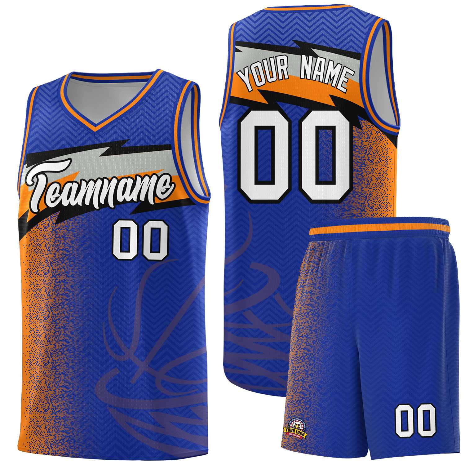 Custom Royal Dot Scatter Graffiti Pattern Sports Uniform Basketball Jersey
