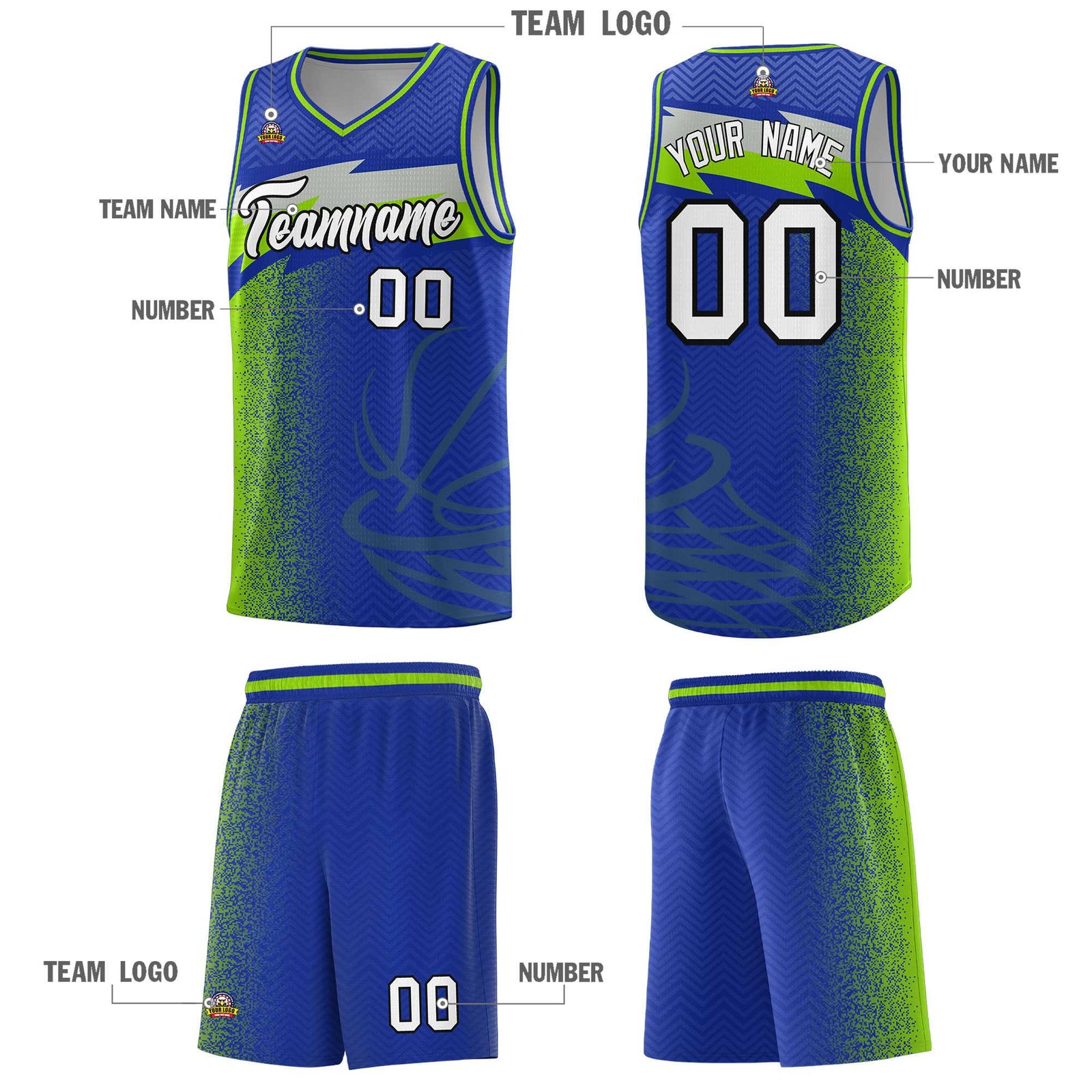 Custom Royal Dot Scatter Graffiti Pattern Sports Uniform Basketball Jersey