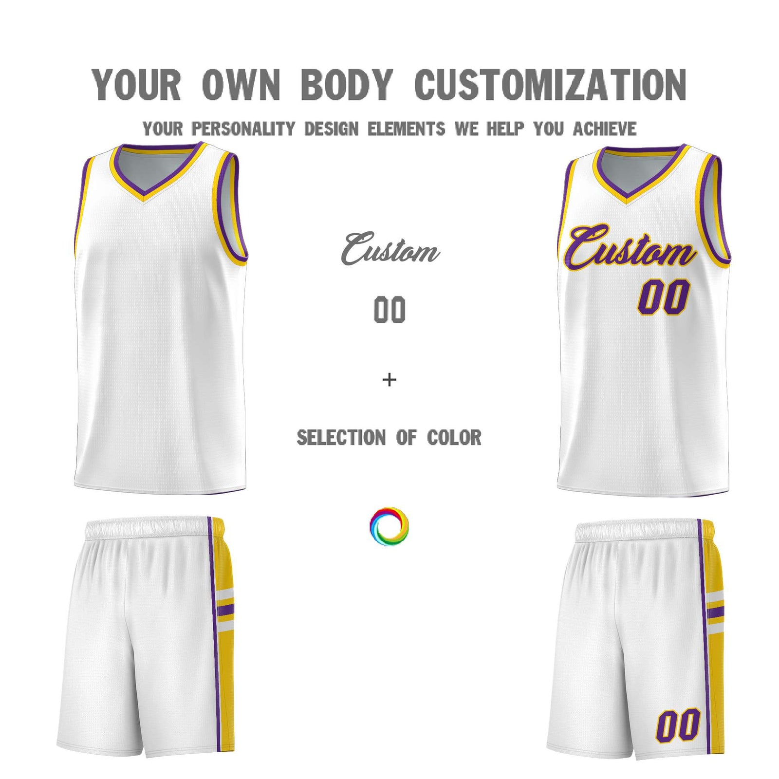 Custom Youth Basketball Jersey - White Gold Personalized Varsity Two-Tone Uniform