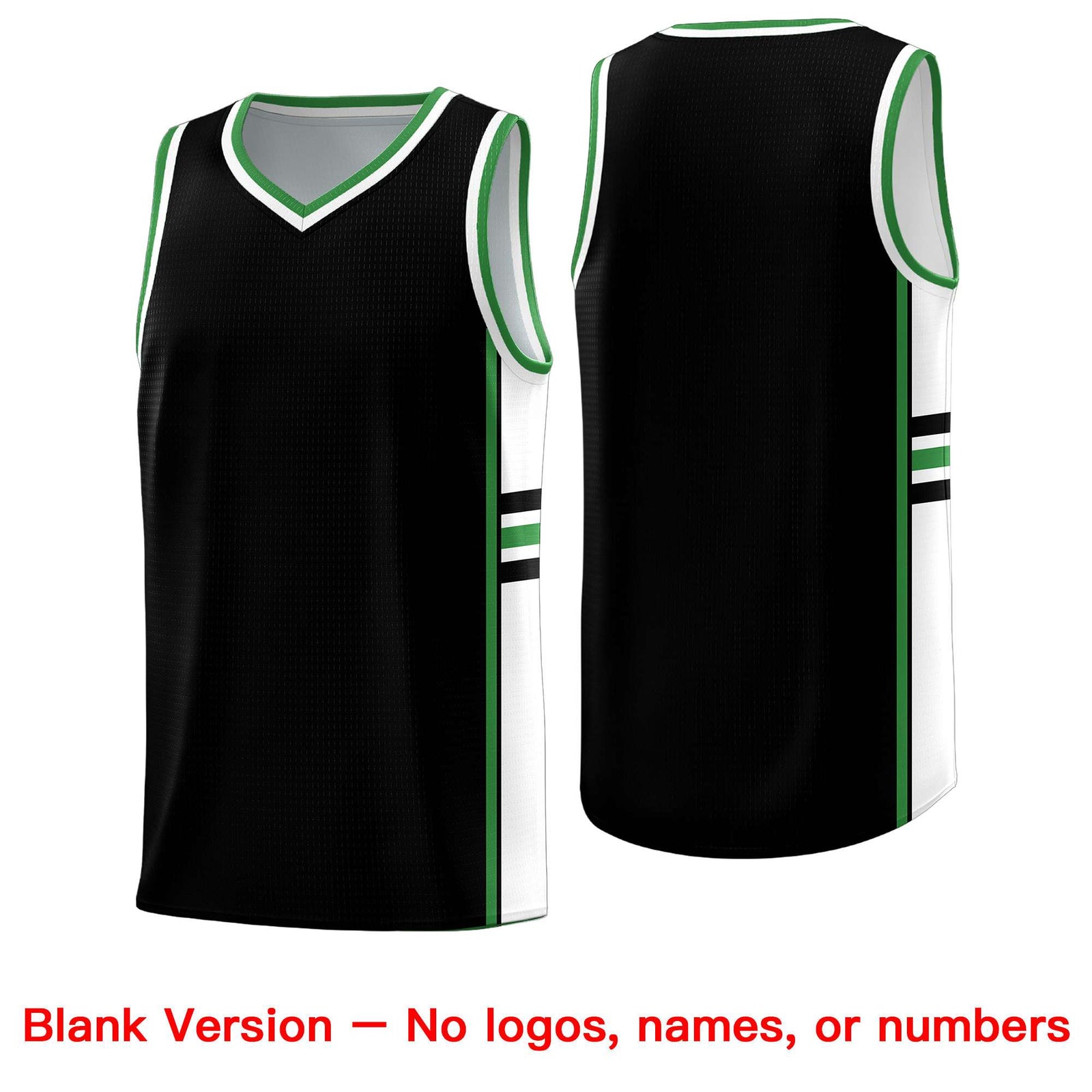 Custom Youth Basketball Jersey - Black Kelly Green Two-Tone Classic Varsity Uniform