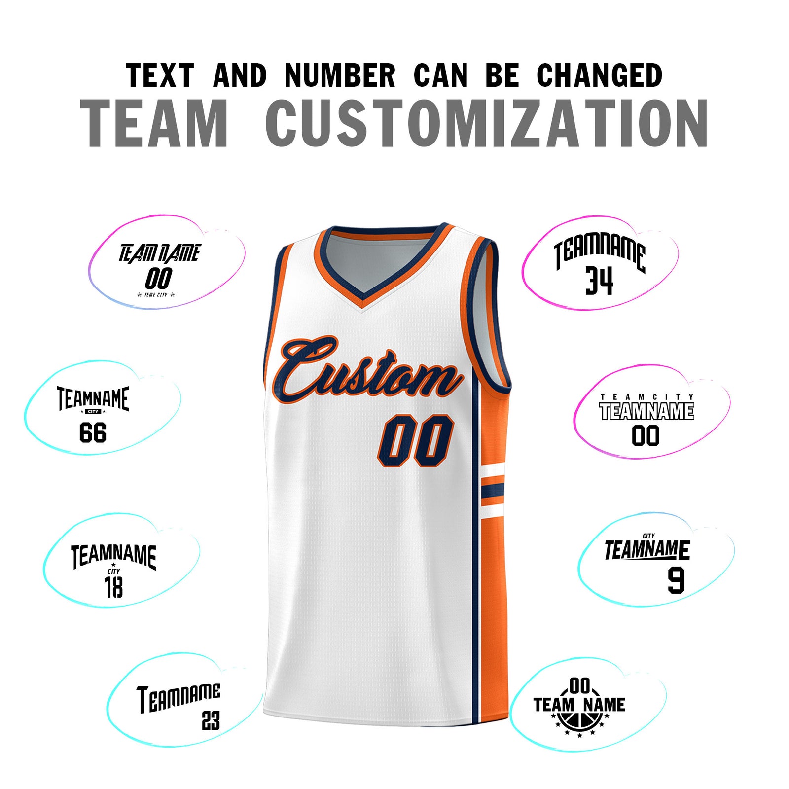 Custom Youth Basketball Jersey - White Orange Personalized Varsity Two-Tone Uniform