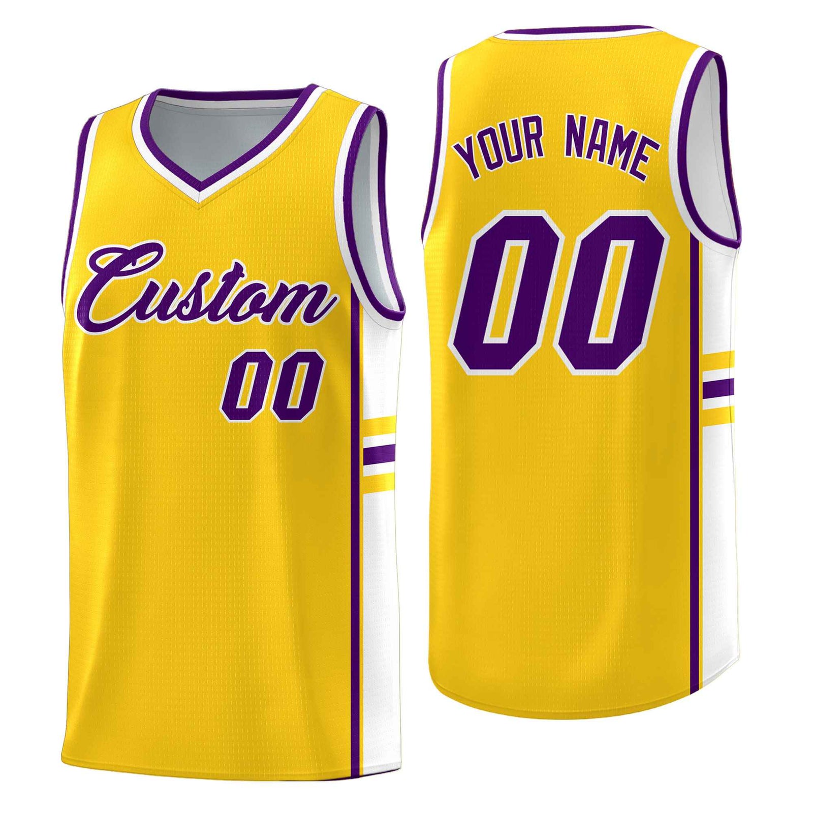 Custom Youth Basketball Jersey - Gold White Two-Tone Classic Varsity Uniform