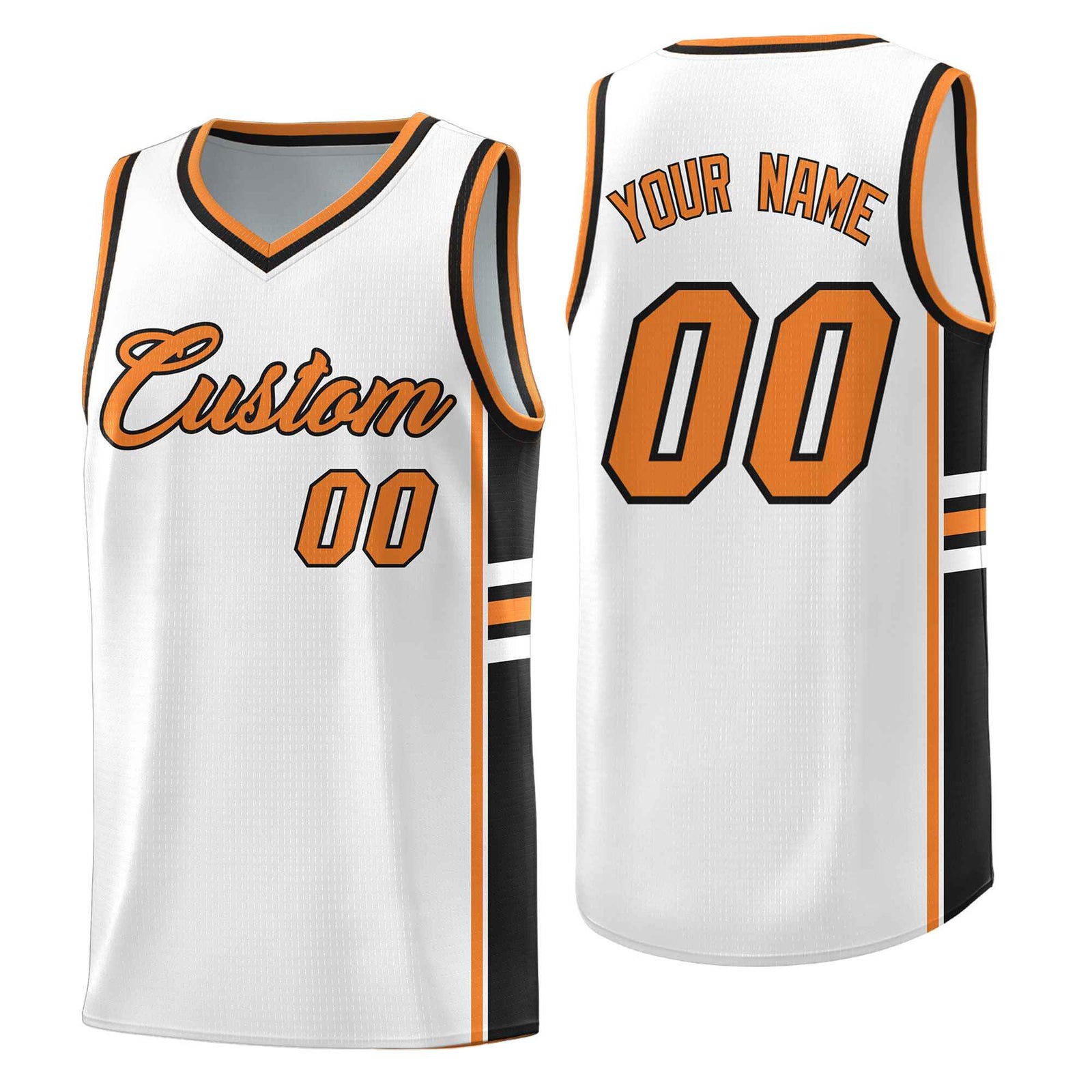 Custom Youth Basketball Jersey - White Gold Orange Personalized Varsity Two-Tone Uniform