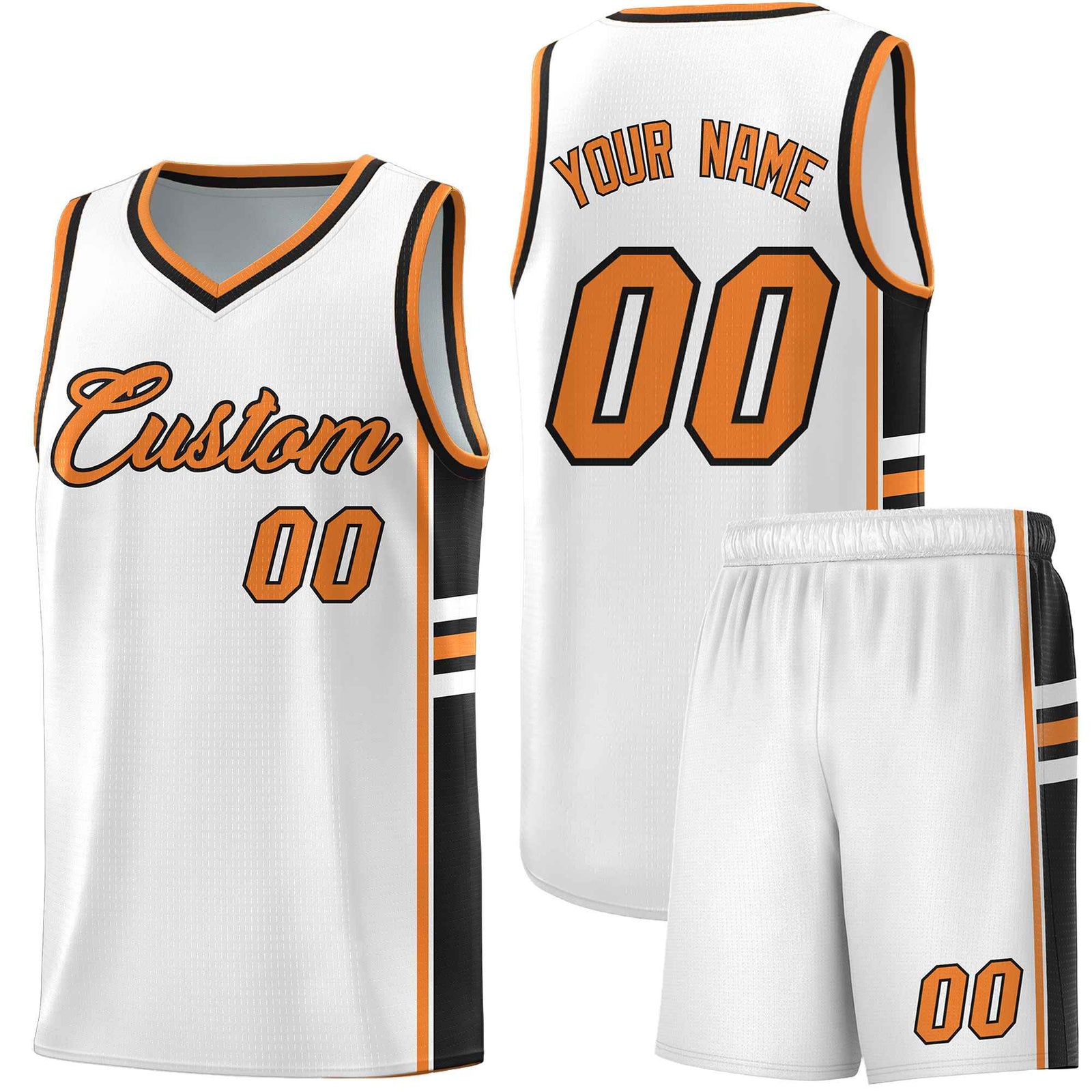 Custom Youth Basketball Jersey - White Gold Orange Personalized Varsity Two-Tone Uniform
