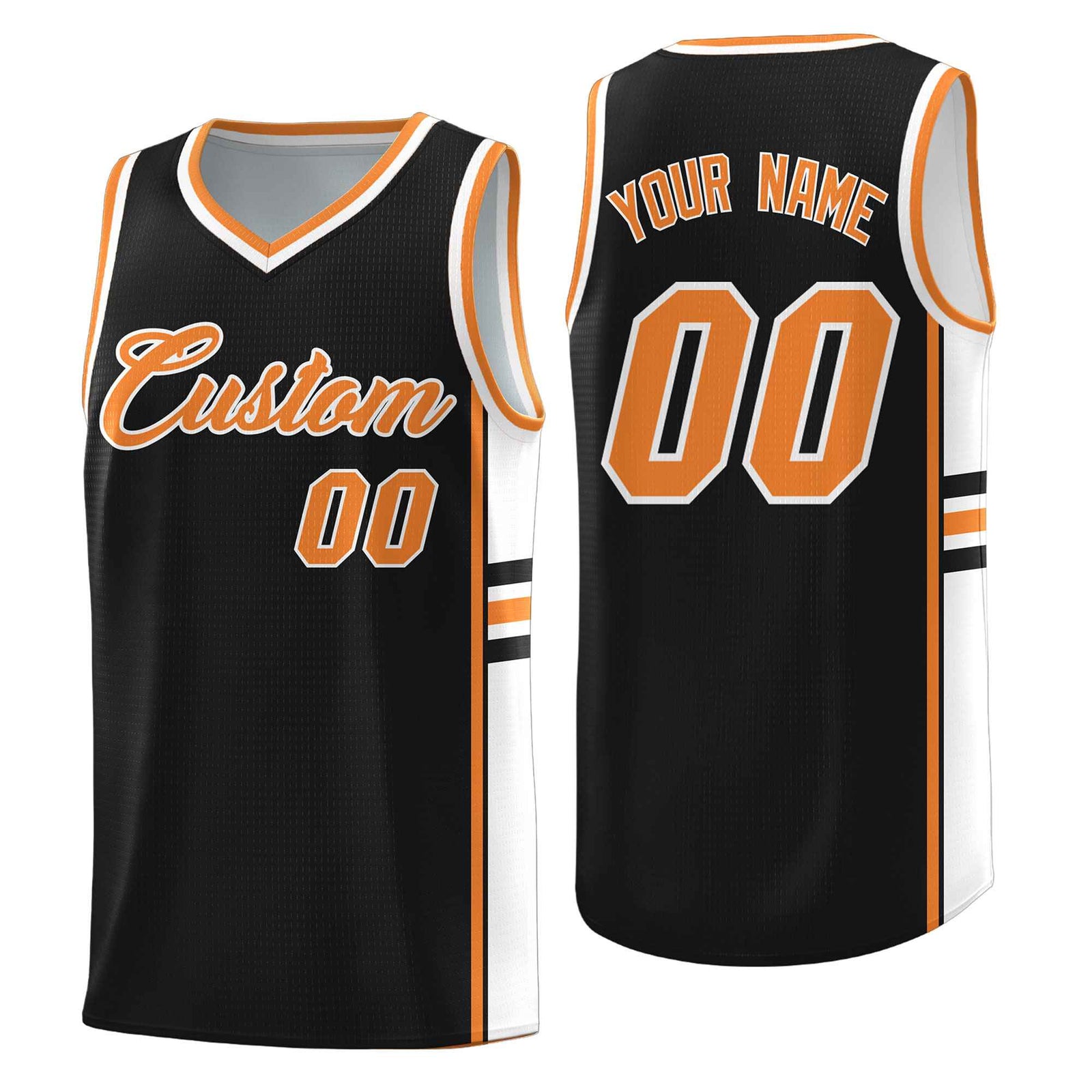 Custom Youth Basketball Jersey - Black Gold Orange Two-Tone Classic Varsity Uniform