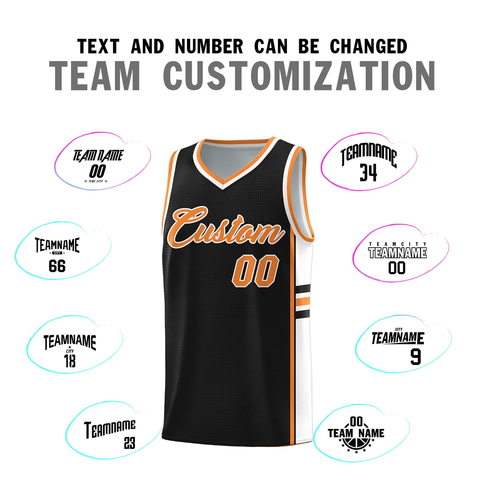 Custom Youth Basketball Jersey - Black Gold Orange Two-Tone Classic Varsity Uniform