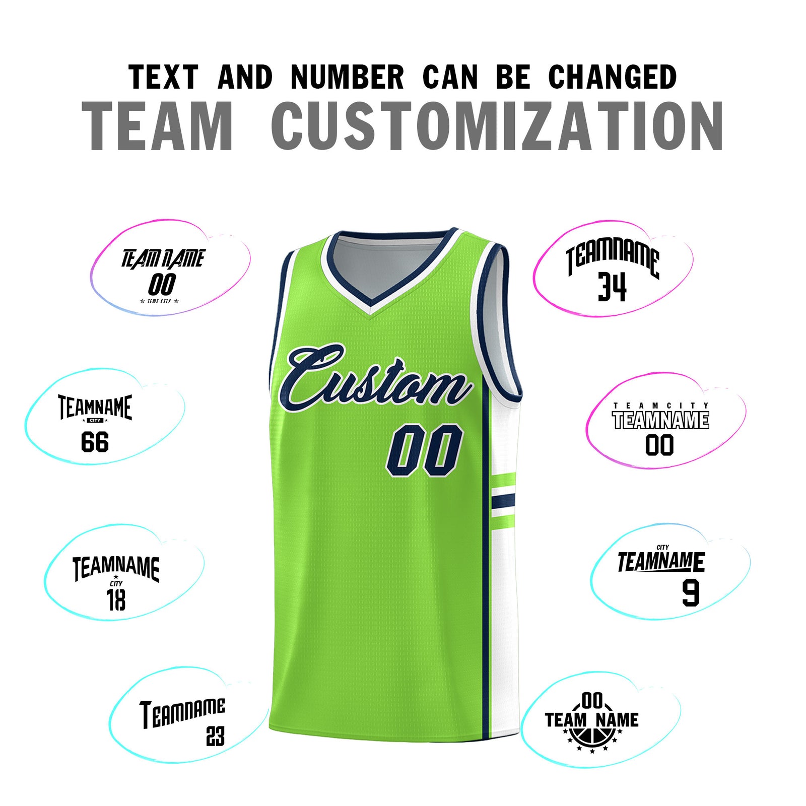 Custom Youth Basketball Jersey - Fluorescent Green White Two-Tone Classic Varsity Uniform