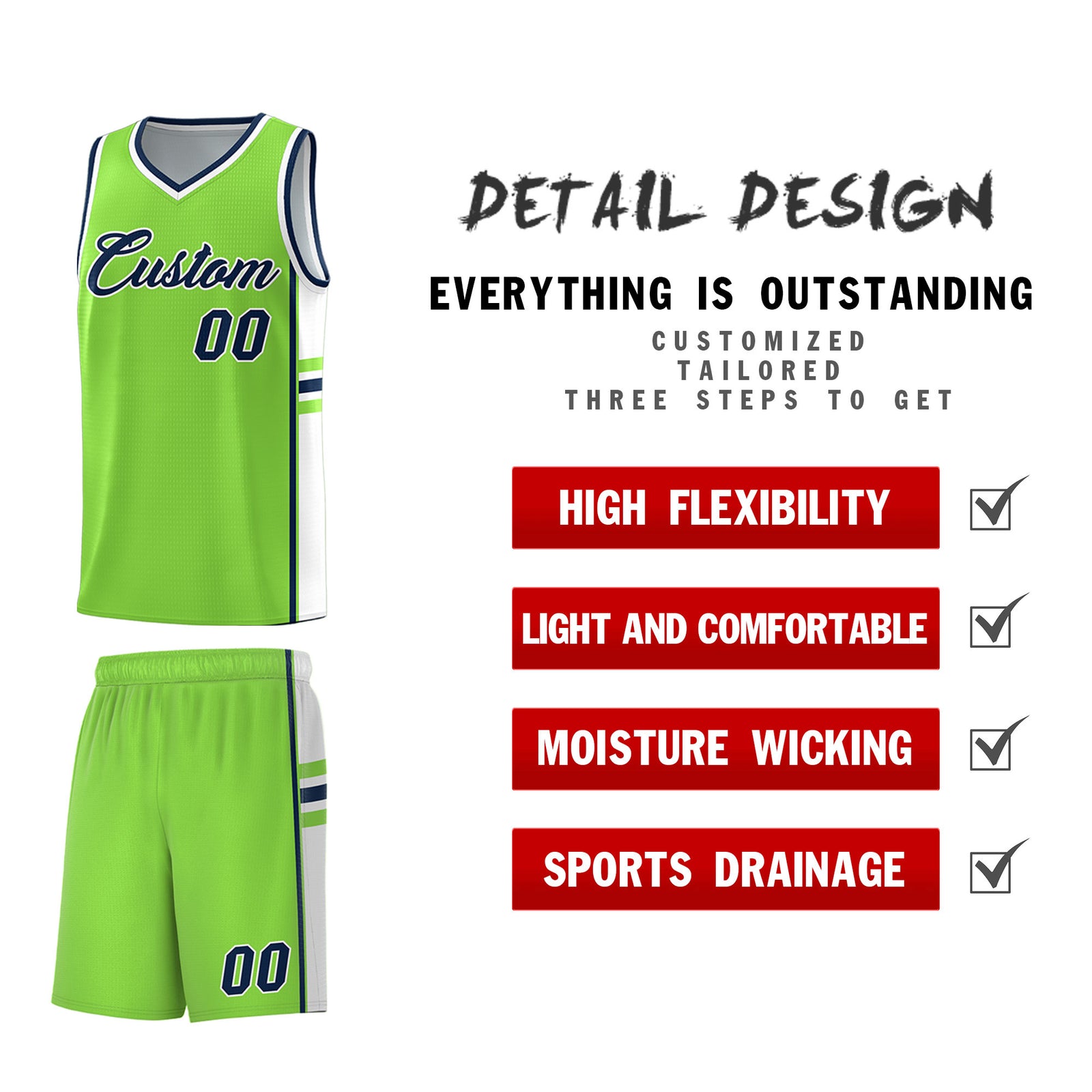 Custom Youth Basketball Jersey - Fluorescent Green White Two-Tone Classic Varsity Uniform