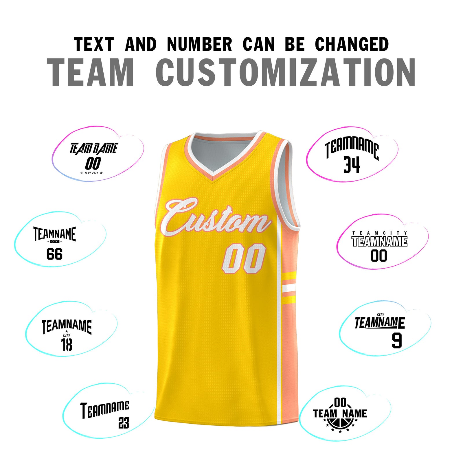 Custom Youth Basketball Jersey - Gold Light Orange Personalized Varsity Two-Tone Uniform
