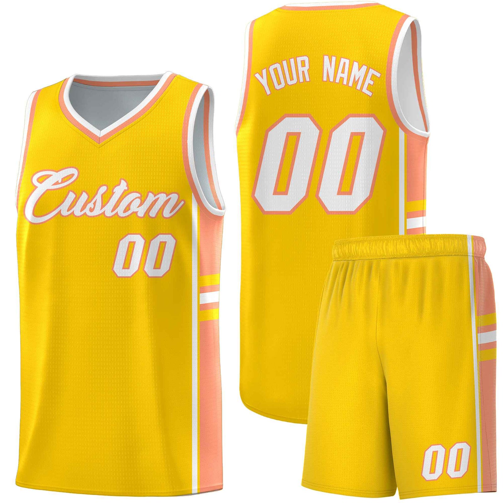 Custom Youth Basketball Jersey - Gold Light Orange Personalized Varsity Two-Tone Uniform