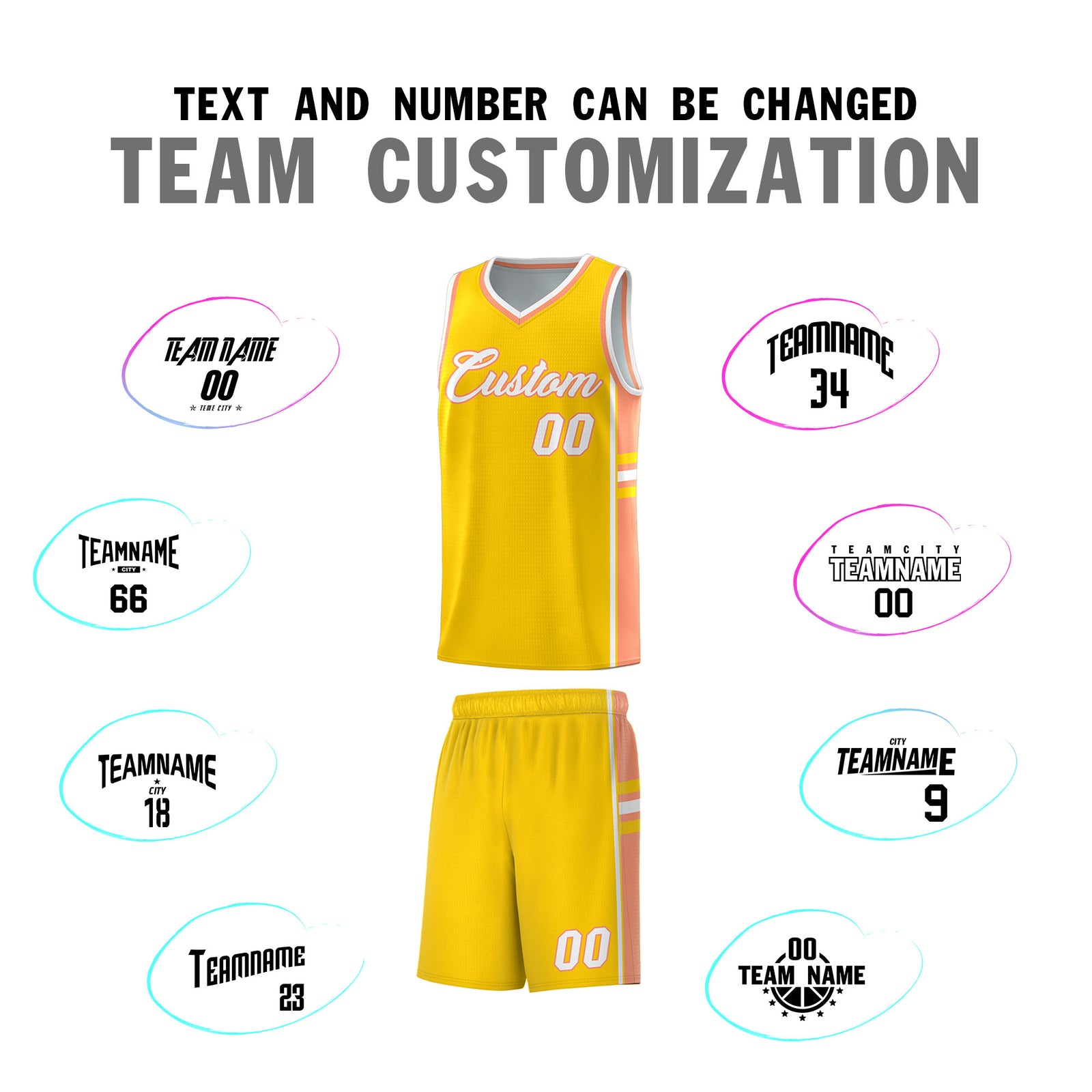 Custom Youth Basketball Jersey - Gold Light Orange Personalized Varsity Two-Tone Uniform