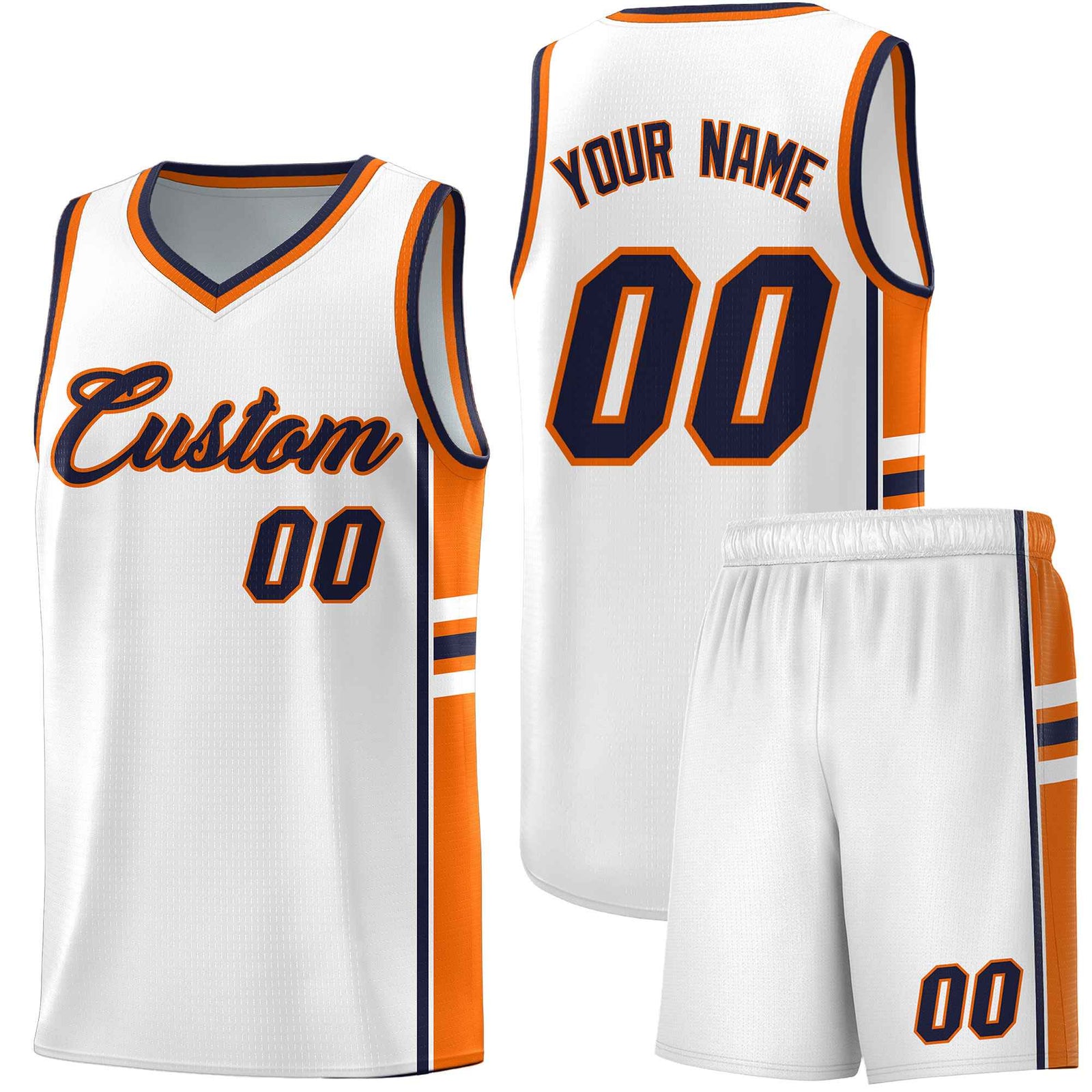 Custom Youth Basketball Jersey - White Orange Two-Tone Varsity Jersey Set