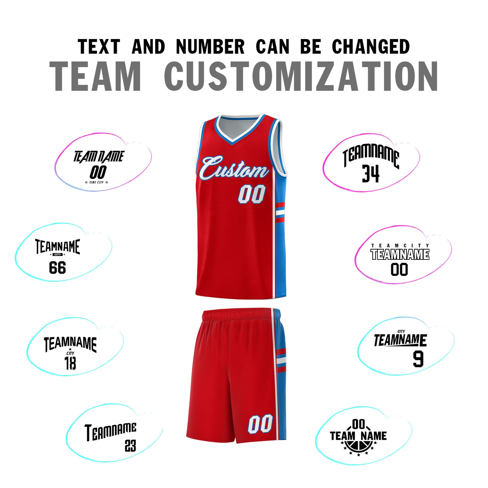 Custom Youth Basketball Jersey - Red Royal Two-Tone Classic Varsity Uniform