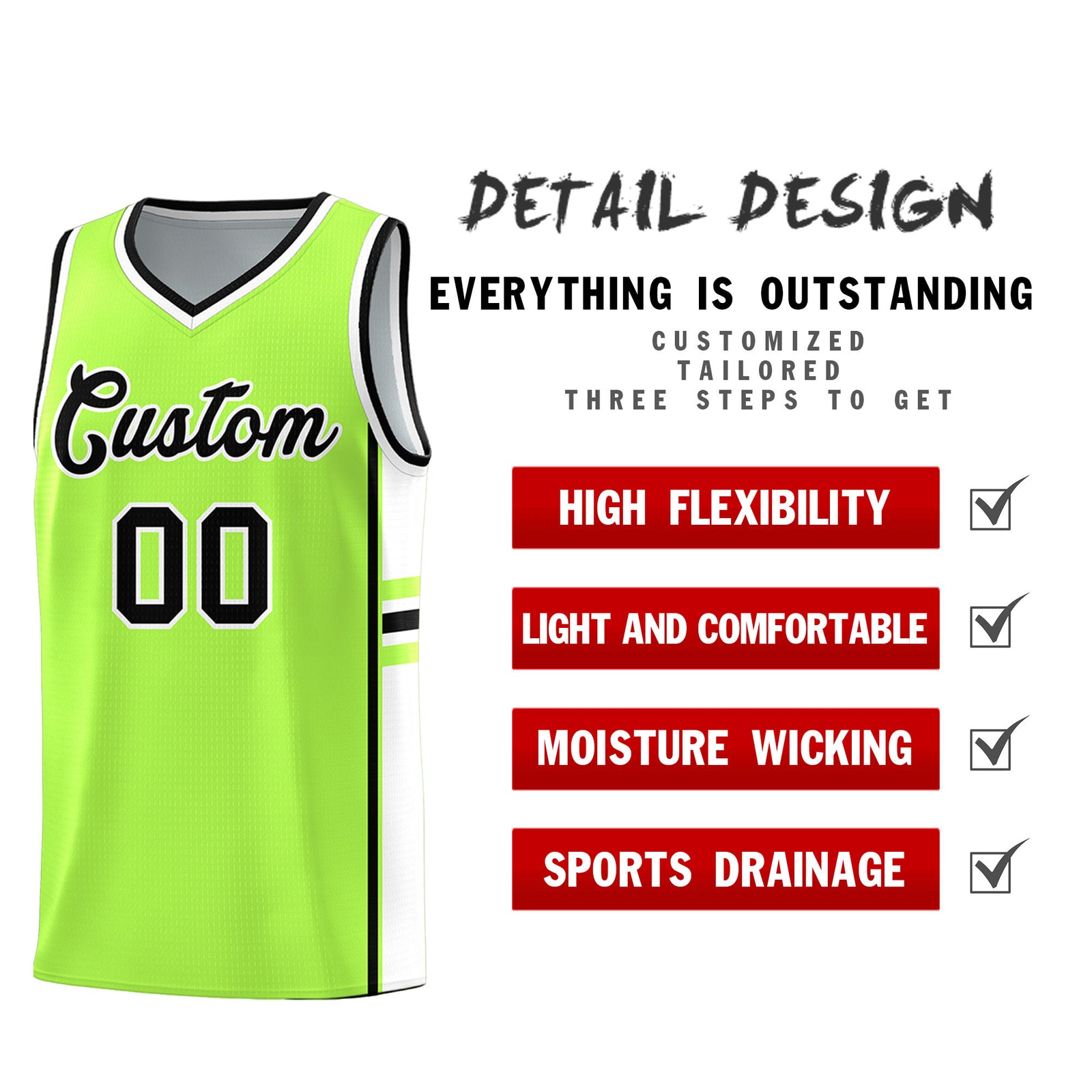 Custom Youth Basketball Jersey - Fluorescent Green White Two-Tone Varsity Jersey Set