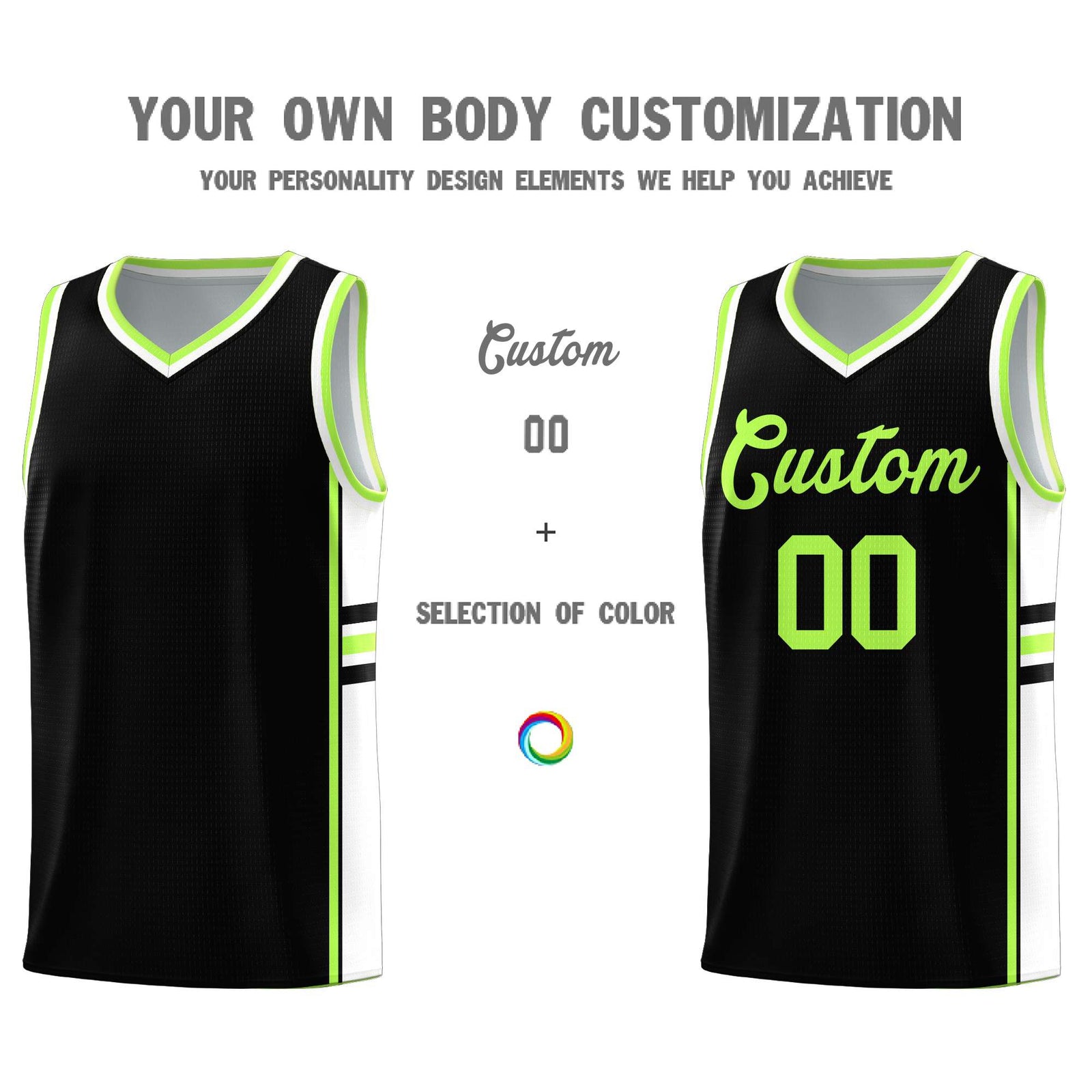 Custom Youth Basketball Jersey - Black White Two-Tone Classic Varsity Uniform