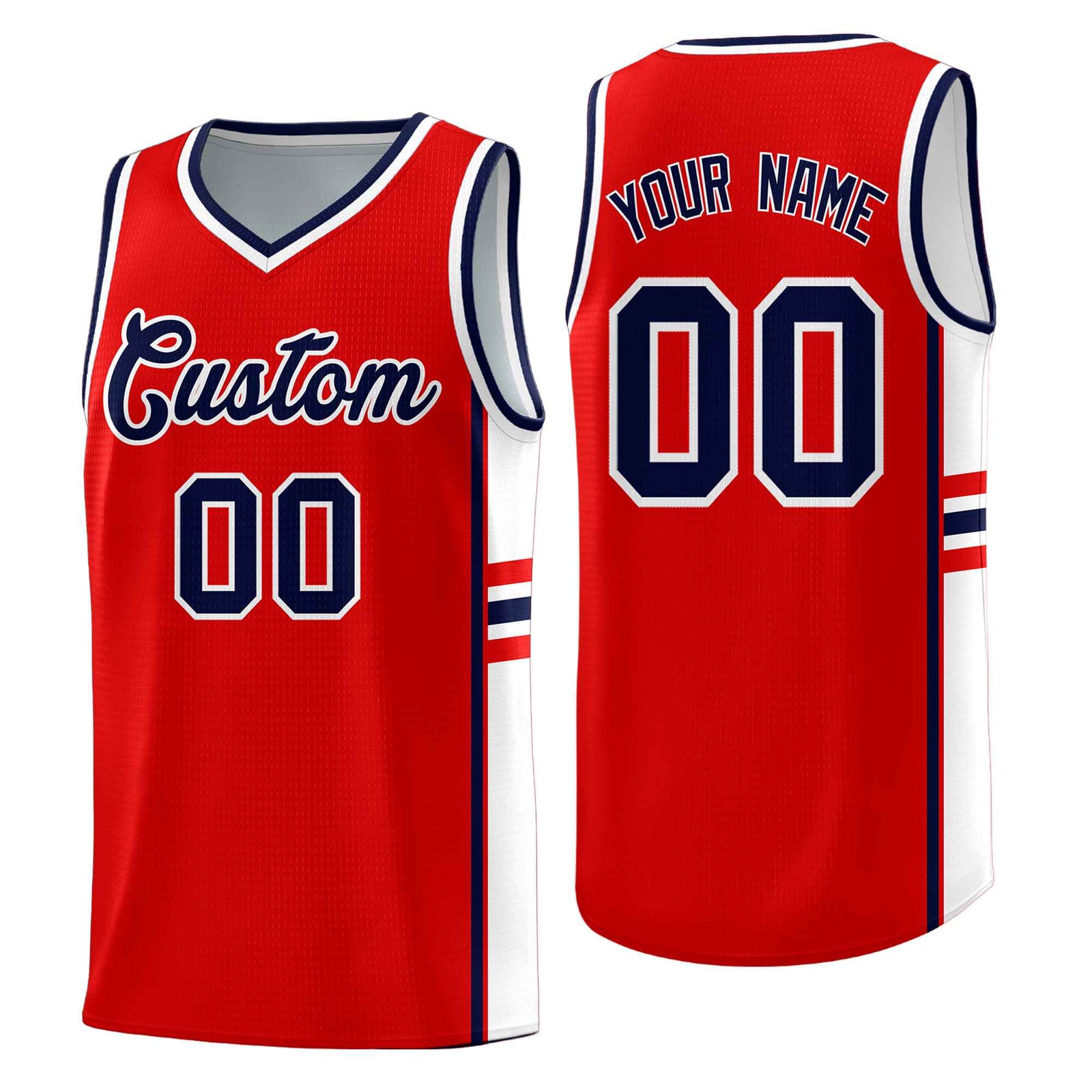 Custom Youth Basketball Jersey - Red White Two-Tone Classic Varsity Uniform