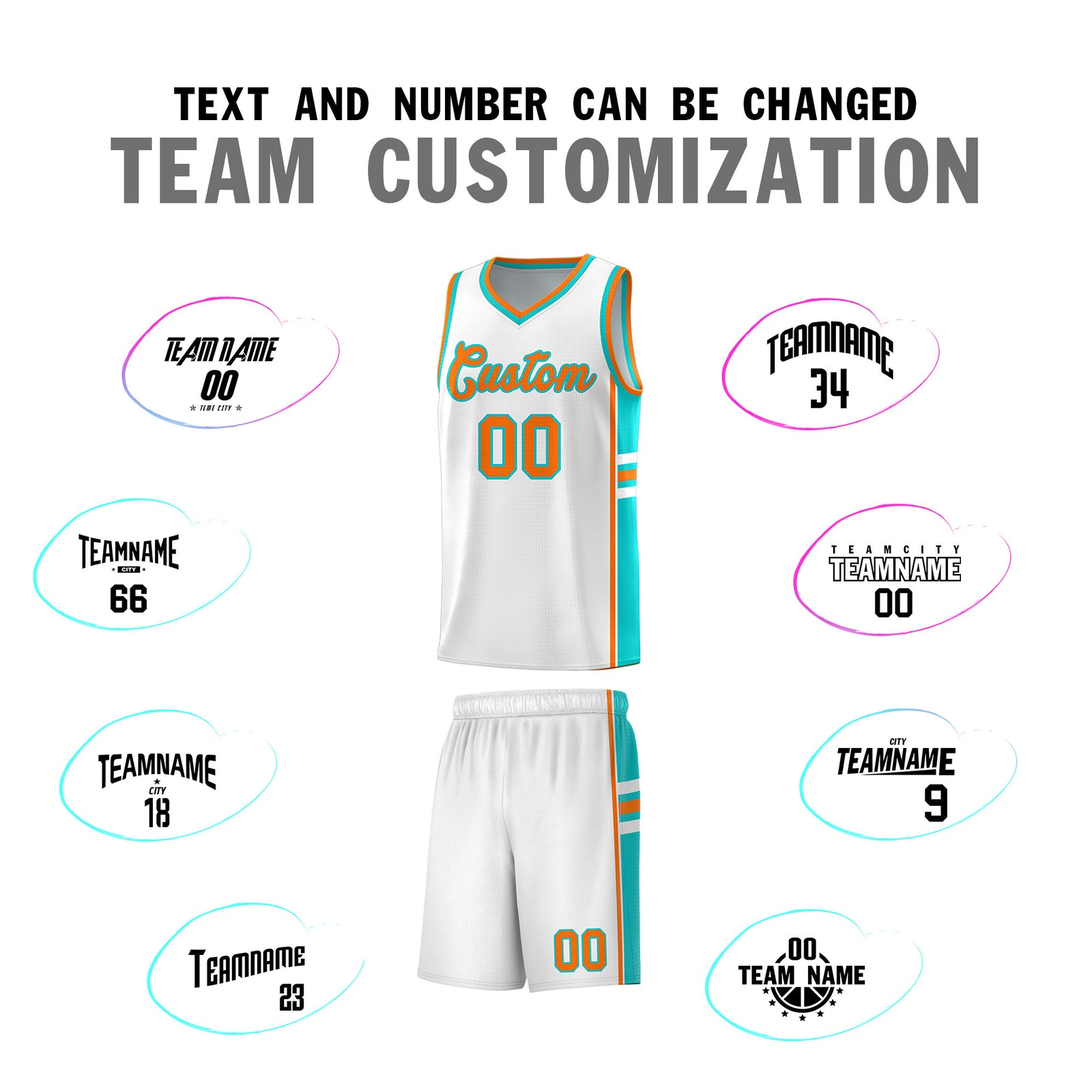 Custom Youth Basketball Jersey - White Aqua Personalized Varsity Two-Tone Uniform