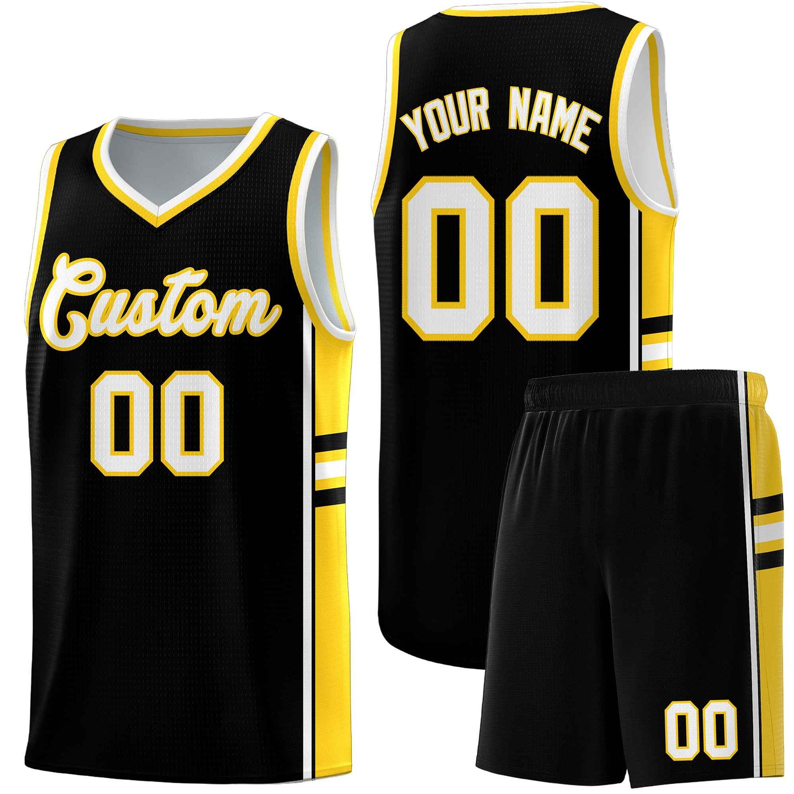Custom Youth Basketball Jersey - Black Gold Two-Tone Varsity Jersey Set
