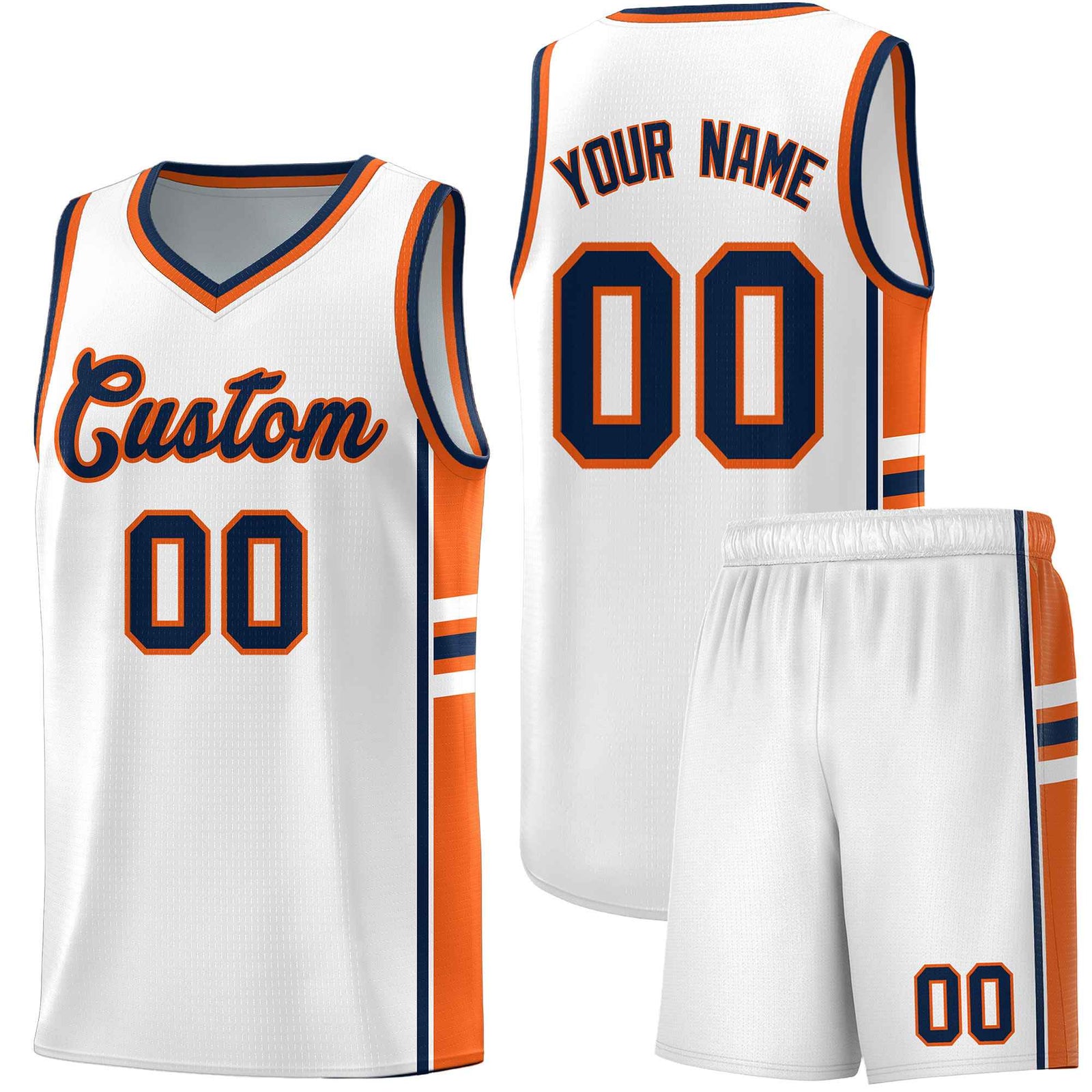 Custom Youth Basketball Jersey - White Orange Personalized Varsity Two-Tone Uniform