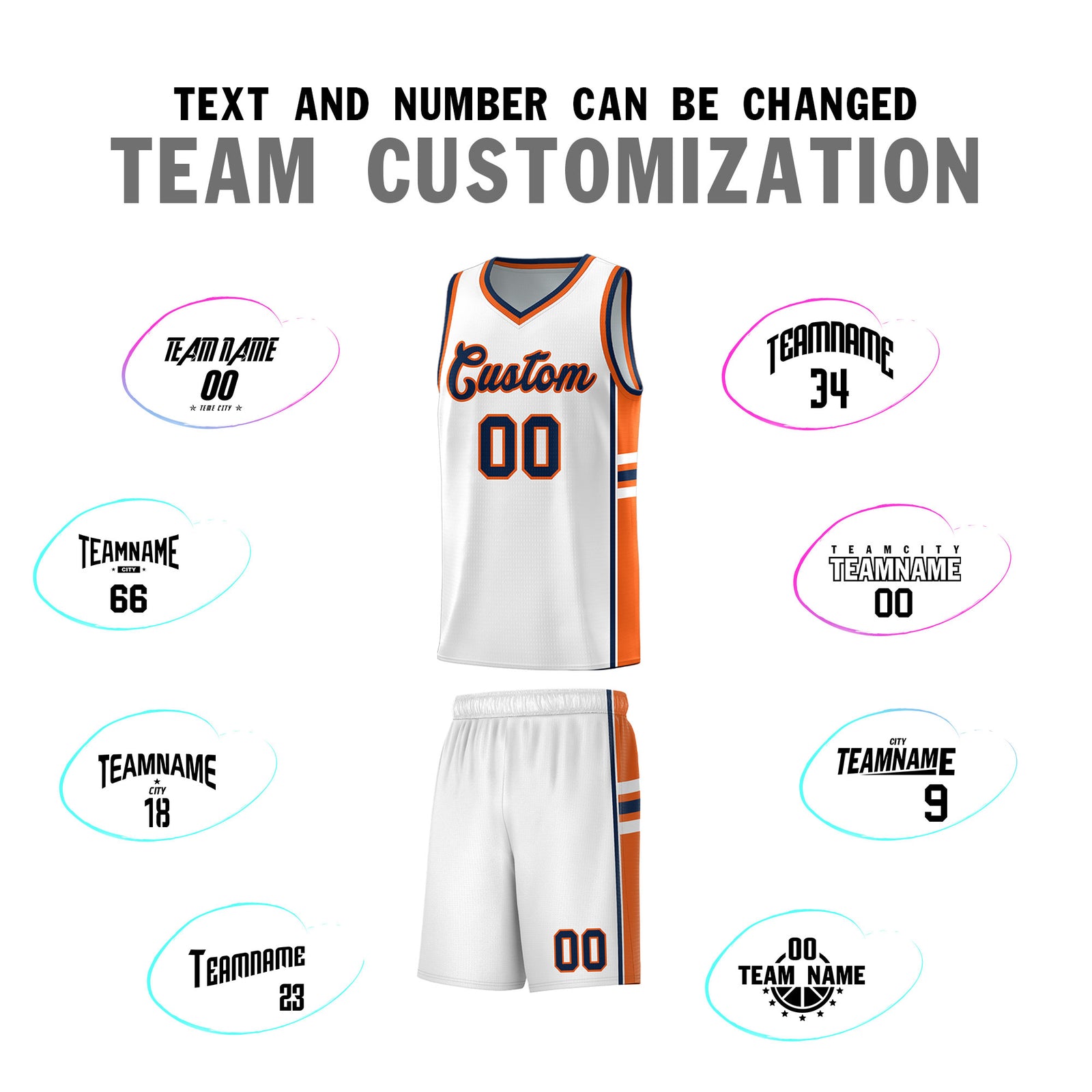 Custom Youth Basketball Jersey - White Orange Personalized Varsity Two-Tone Uniform
