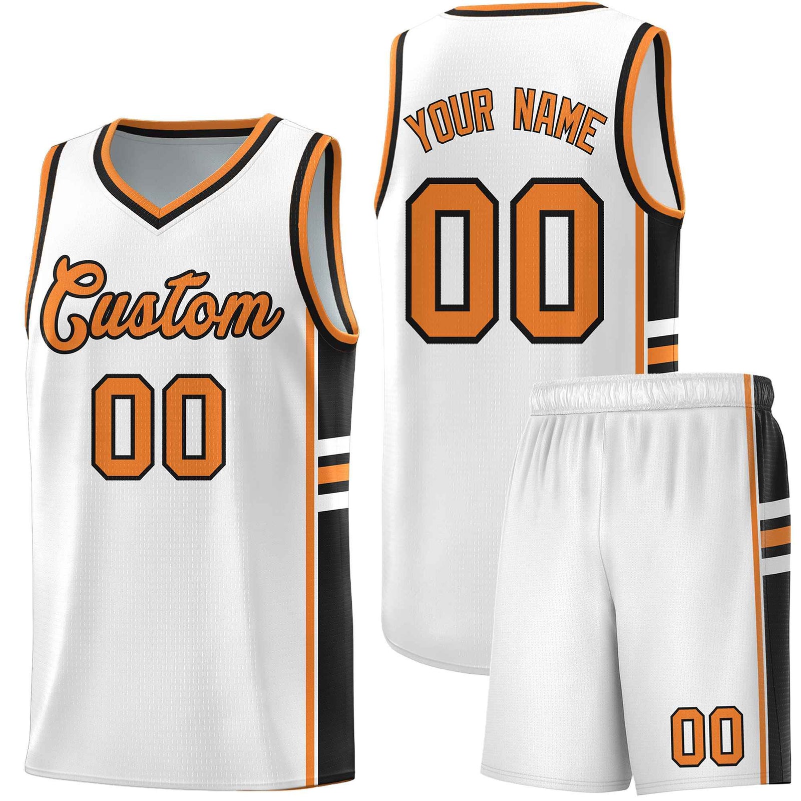 Custom Youth Basketball Jersey - White Gold Orange Personalized Varsity Two-Tone Uniform