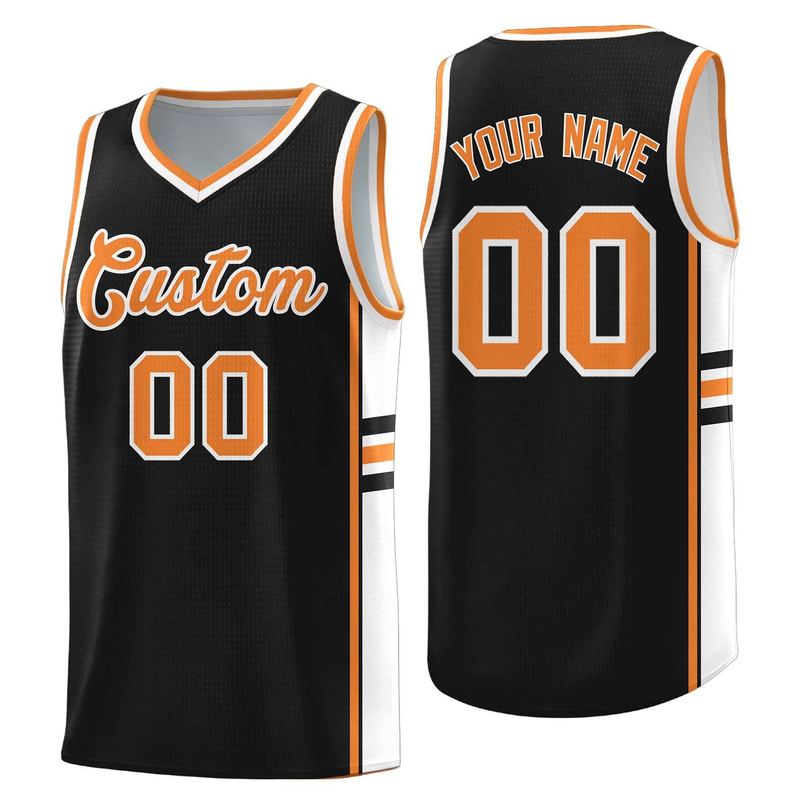 Custom Youth Basketball Jersey - Black Gold Orange Two-Tone Classic Varsity Uniform