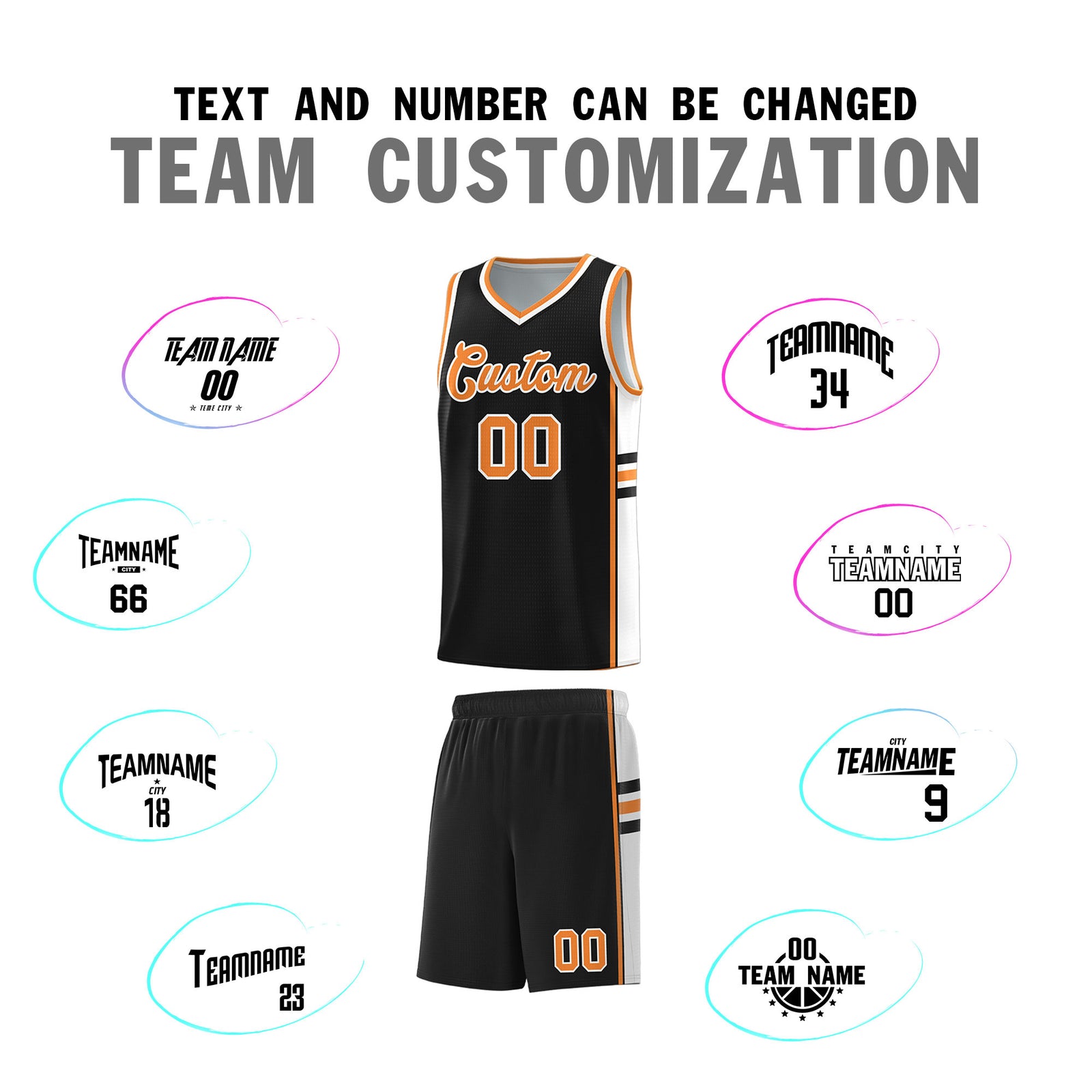 Custom Youth Basketball Jersey - Black Gold Orange Two-Tone Classic Varsity Uniform
