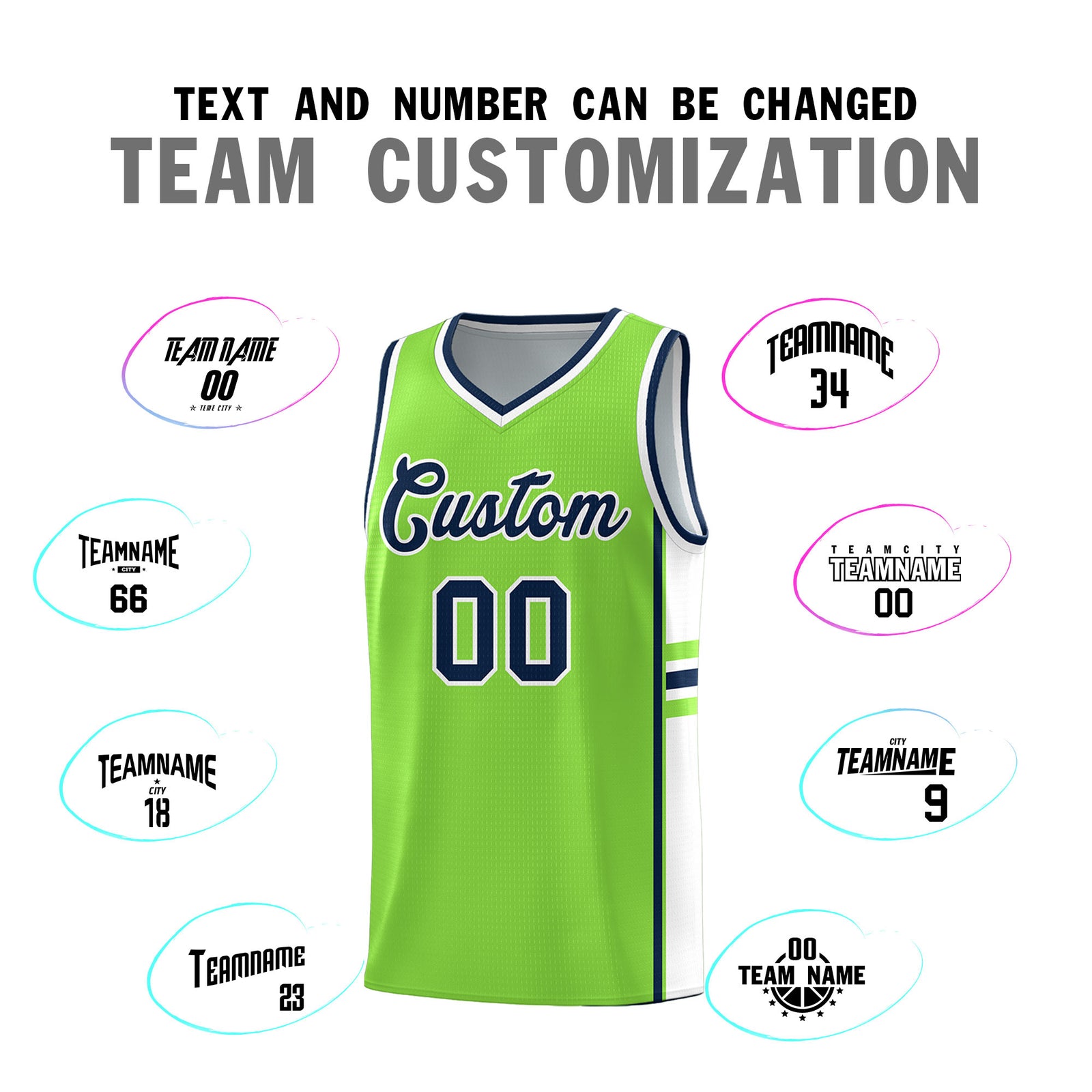 Custom Youth Basketball Jersey - Fluorescent Green White Two-Tone Classic Varsity Uniform
