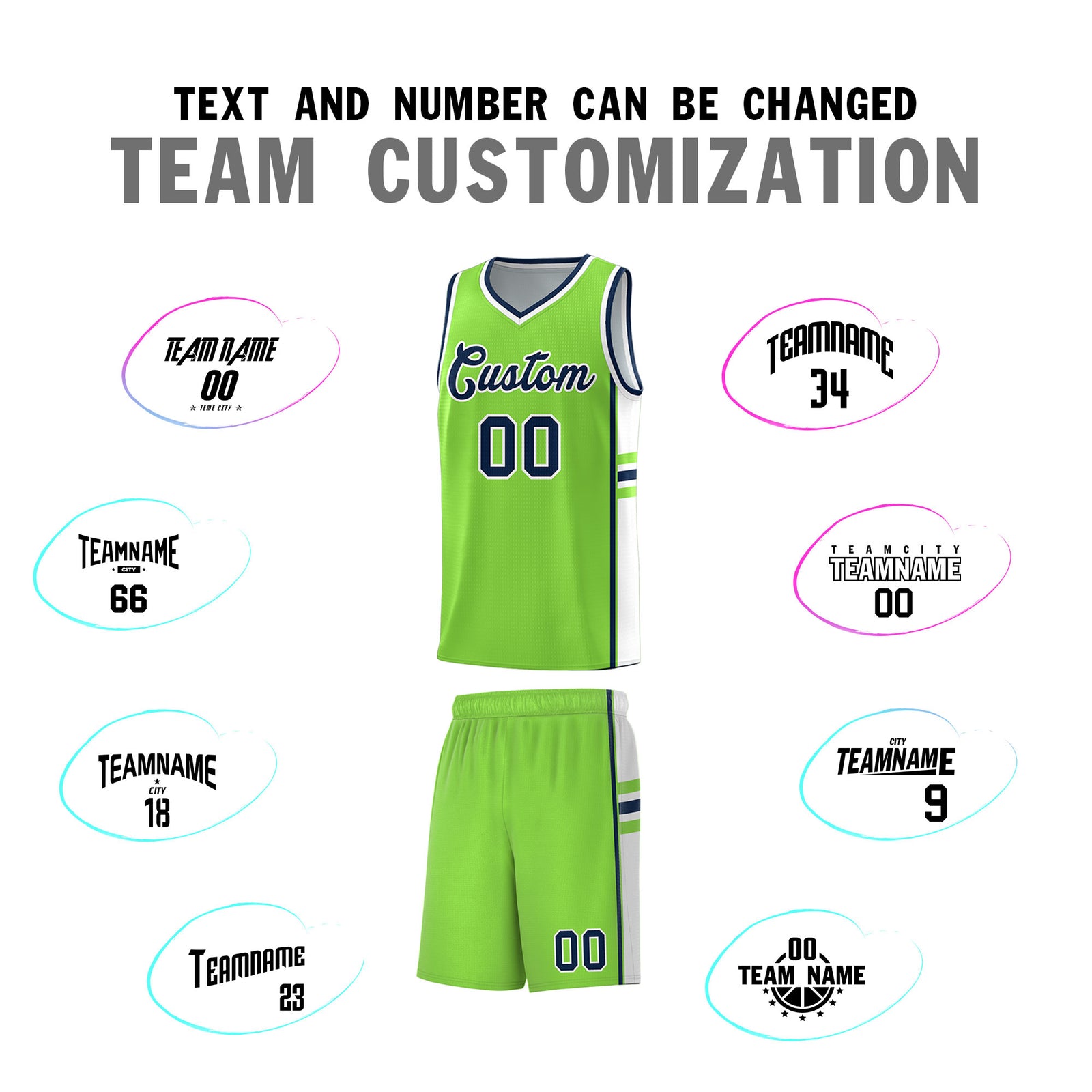 Custom Youth Basketball Jersey - Fluorescent Green White Two-Tone Classic Varsity Uniform