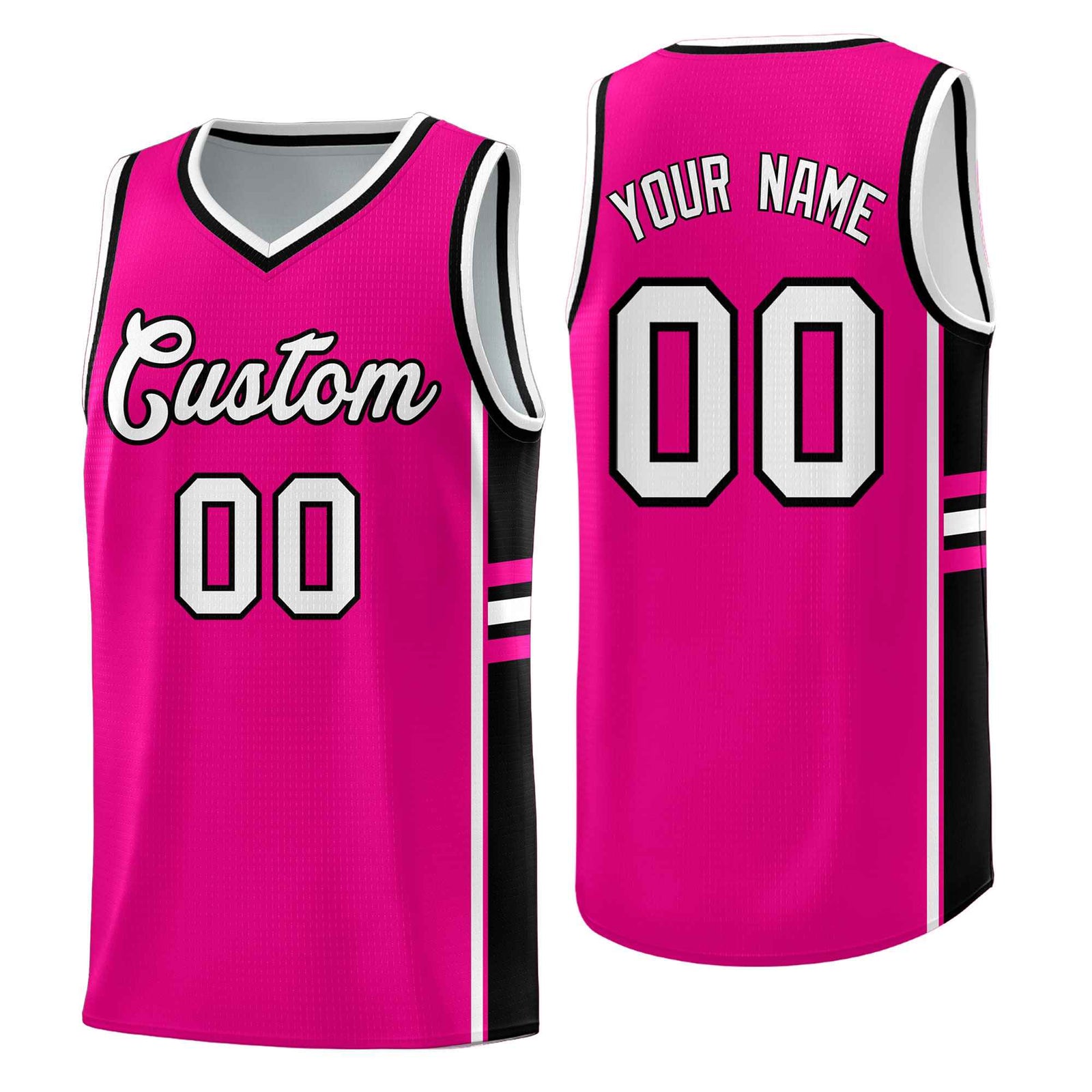 Custom Youth Basketball Jersey - Pink Black Personalized Varsity Two-Tone Uniform